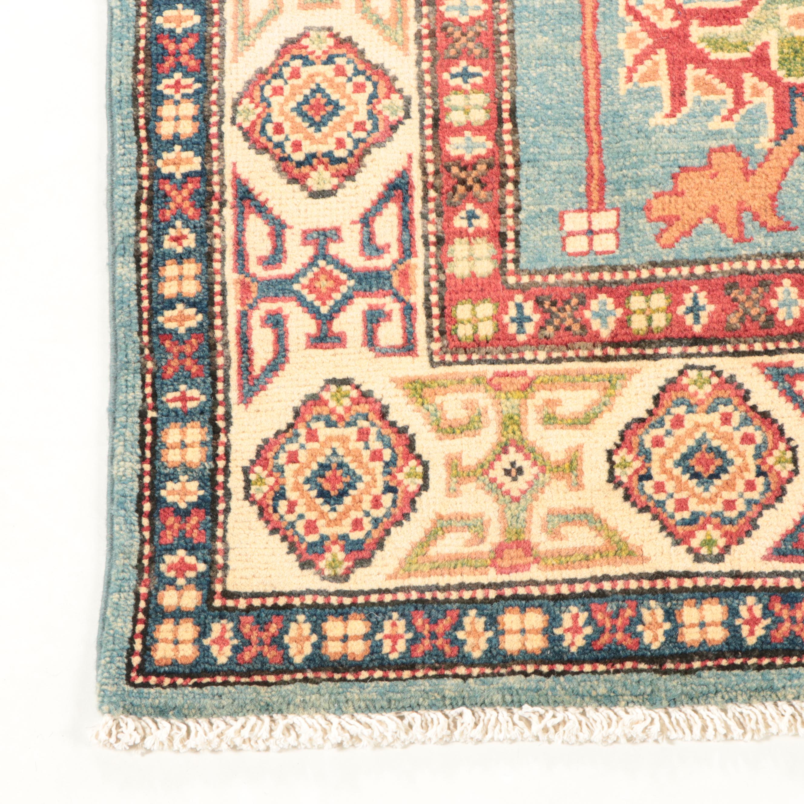 2'7 x 3'11 Hand-Knotted Afghan Kazak Style Accent Rug