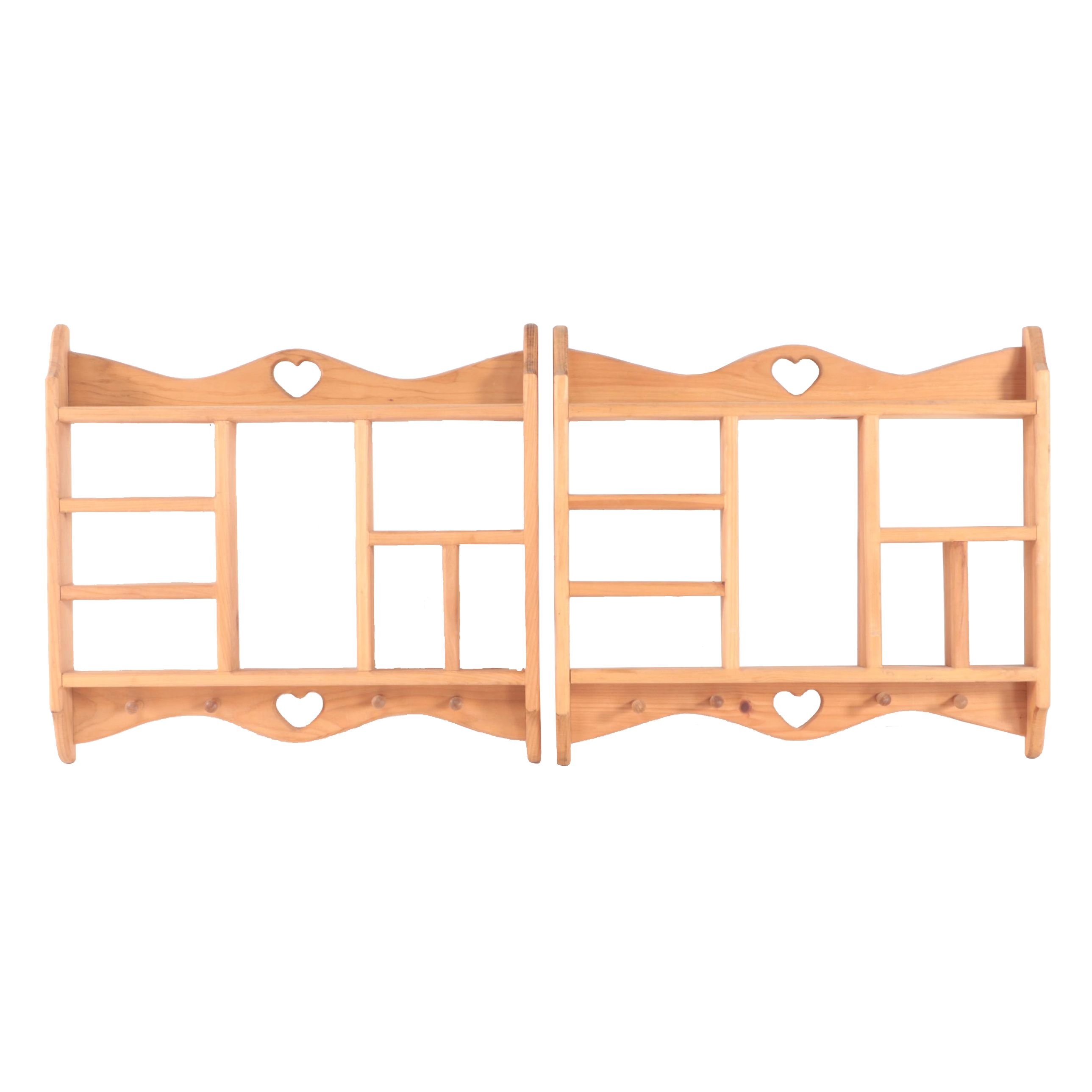 Pine Heart Cut Out Wall Shelves