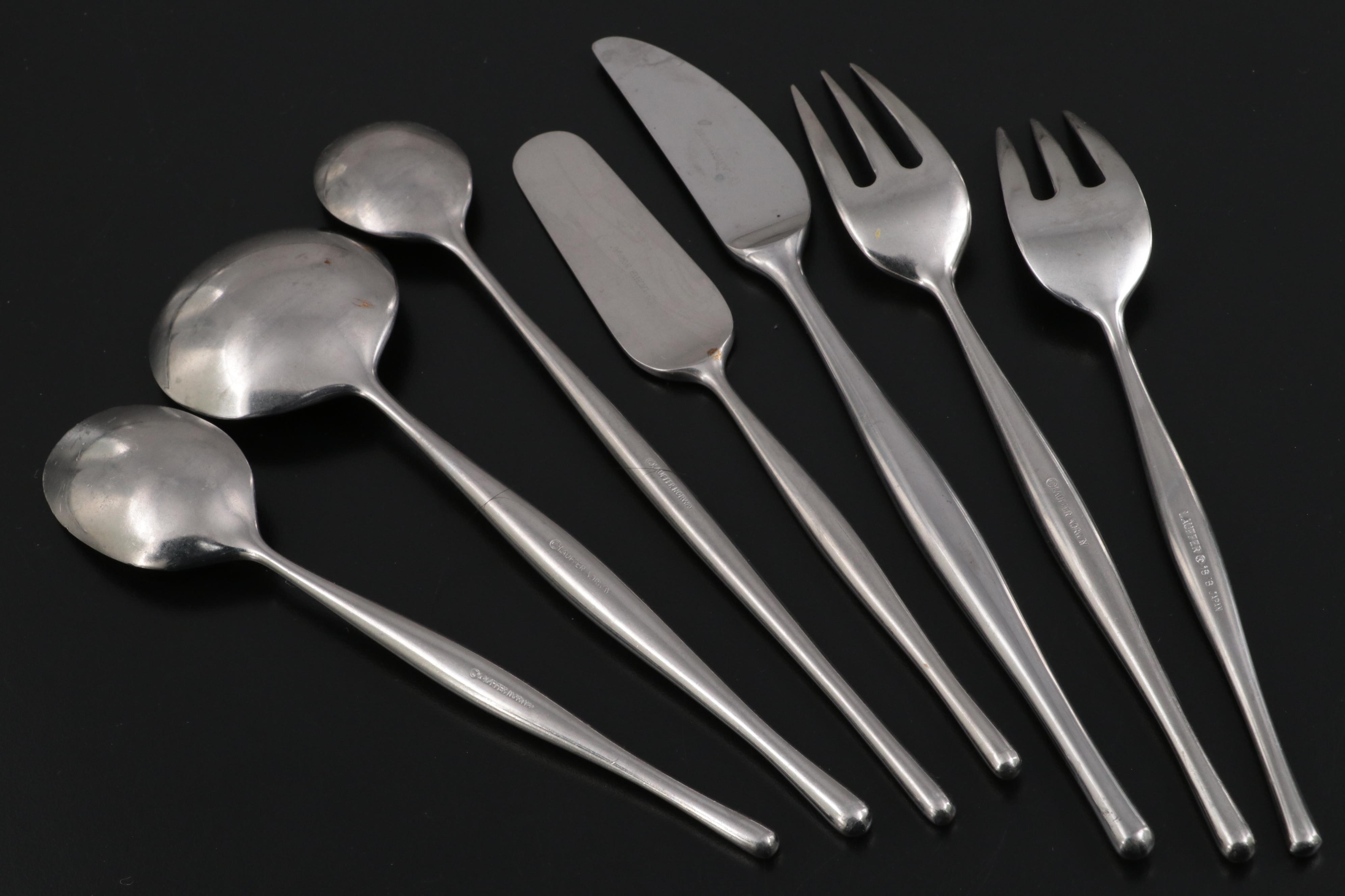 Lauffer Norway "Design 3" Stainless Flatware,  Mid to Late 20th Century
