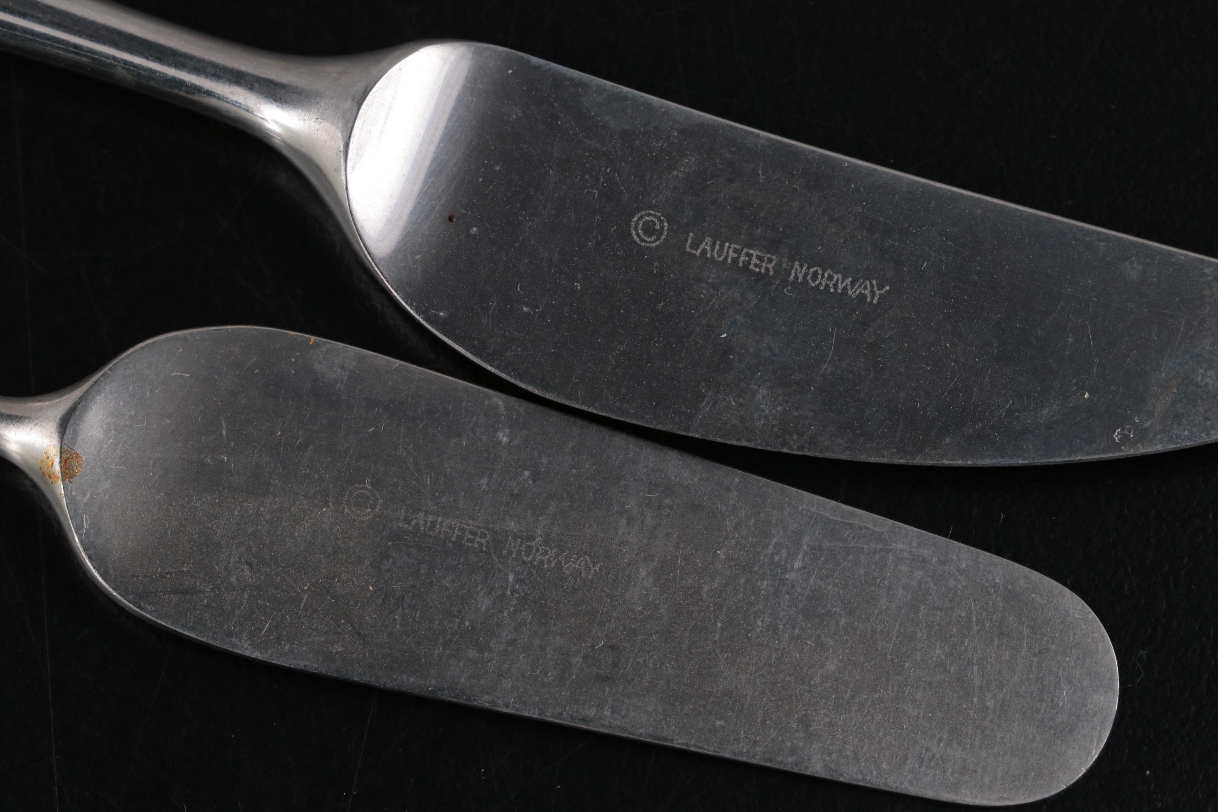 Lauffer Norway "Design 3" Stainless Flatware,  Mid to Late 20th Century