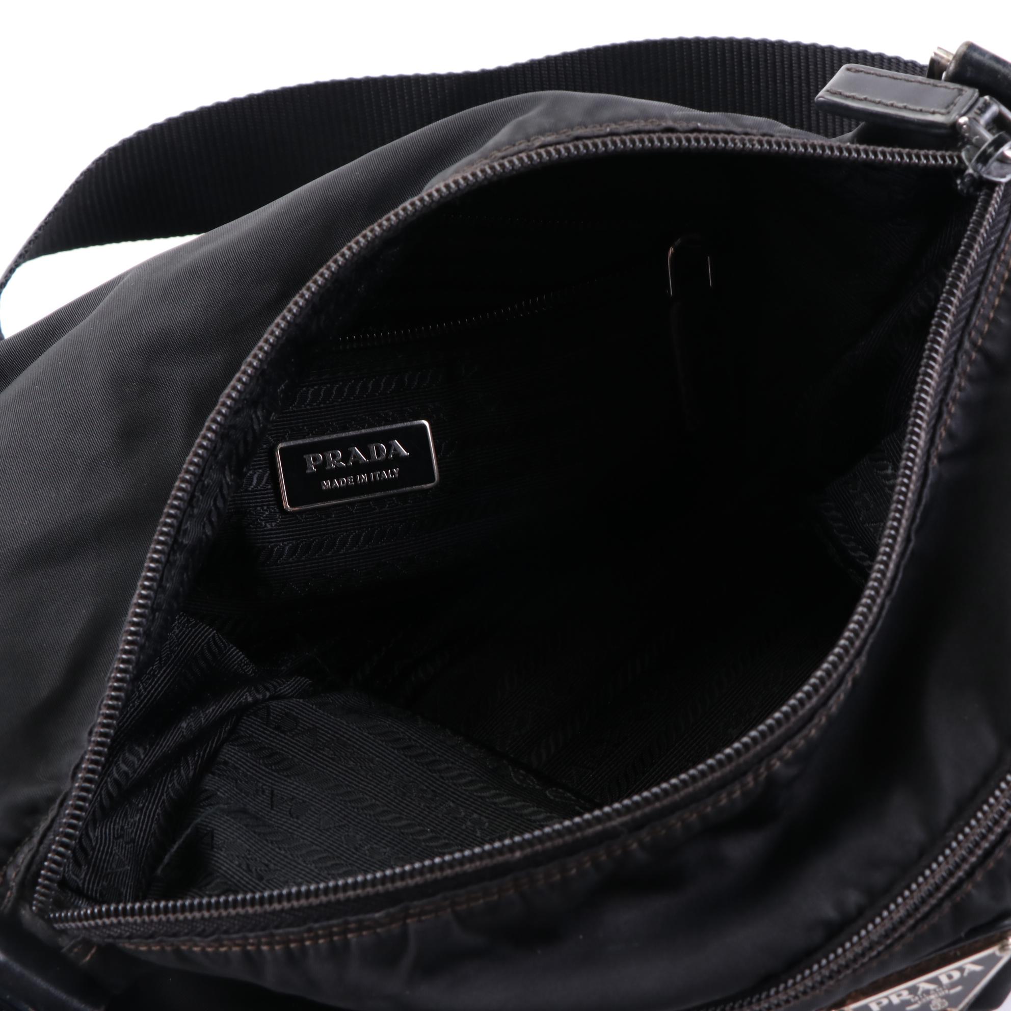 Prada Shoulder Bag in Nylon with Leather Trim