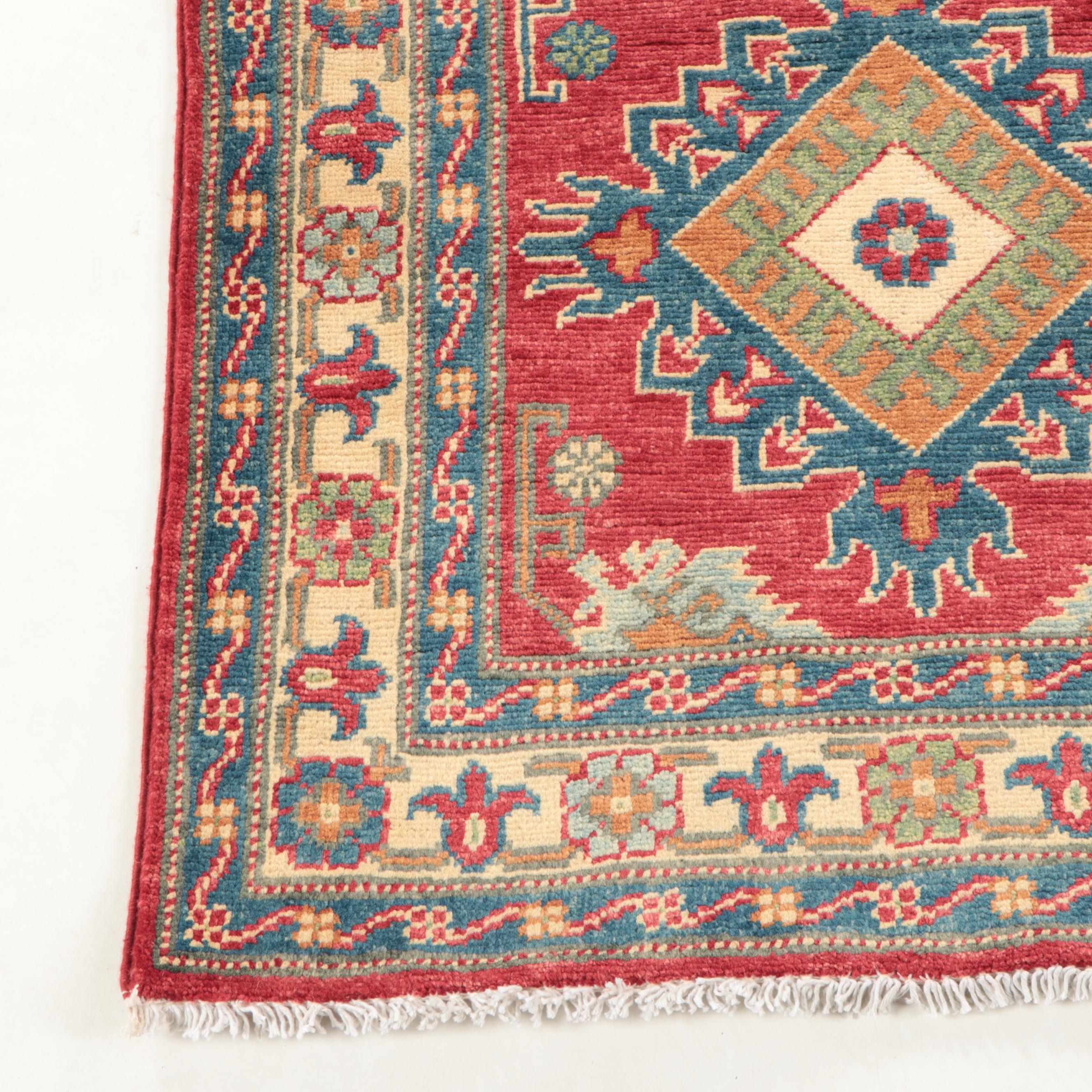 2'7 x 11'7 Hand-Knotted Afghan Kazak Style Carpet Runner