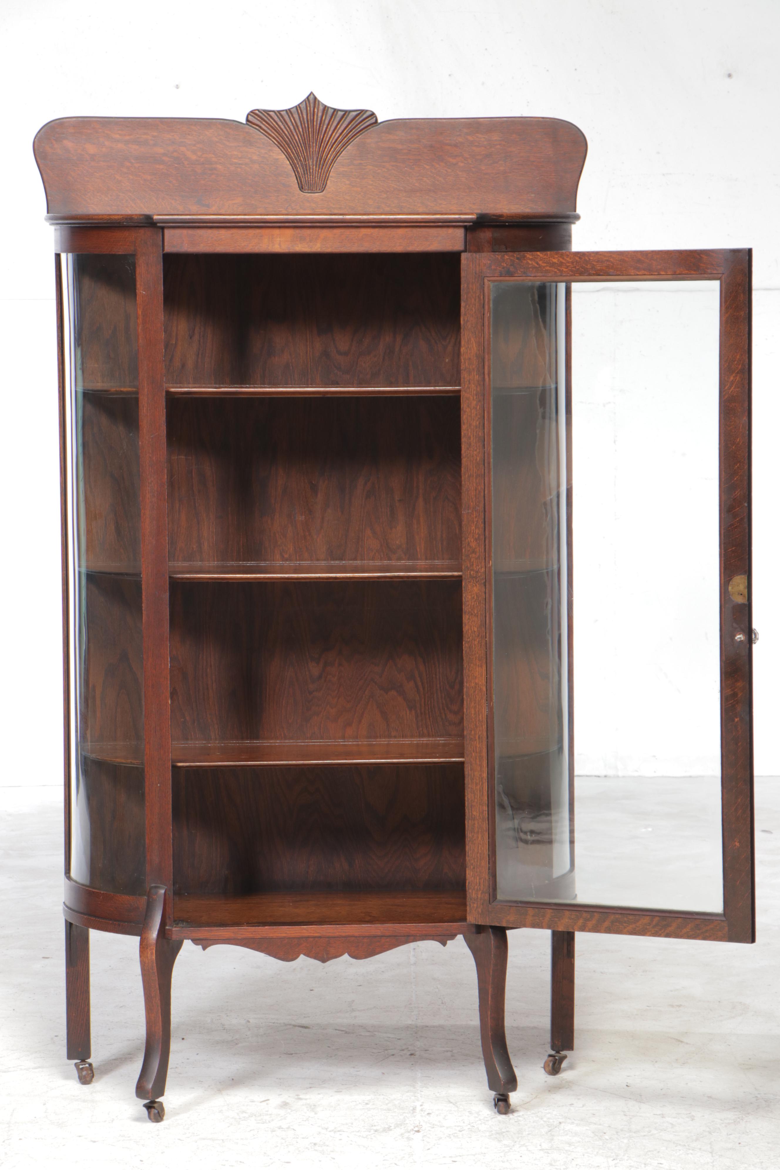 Late Victorian Oak China Cabinet, Late 19th/Early 20th Century