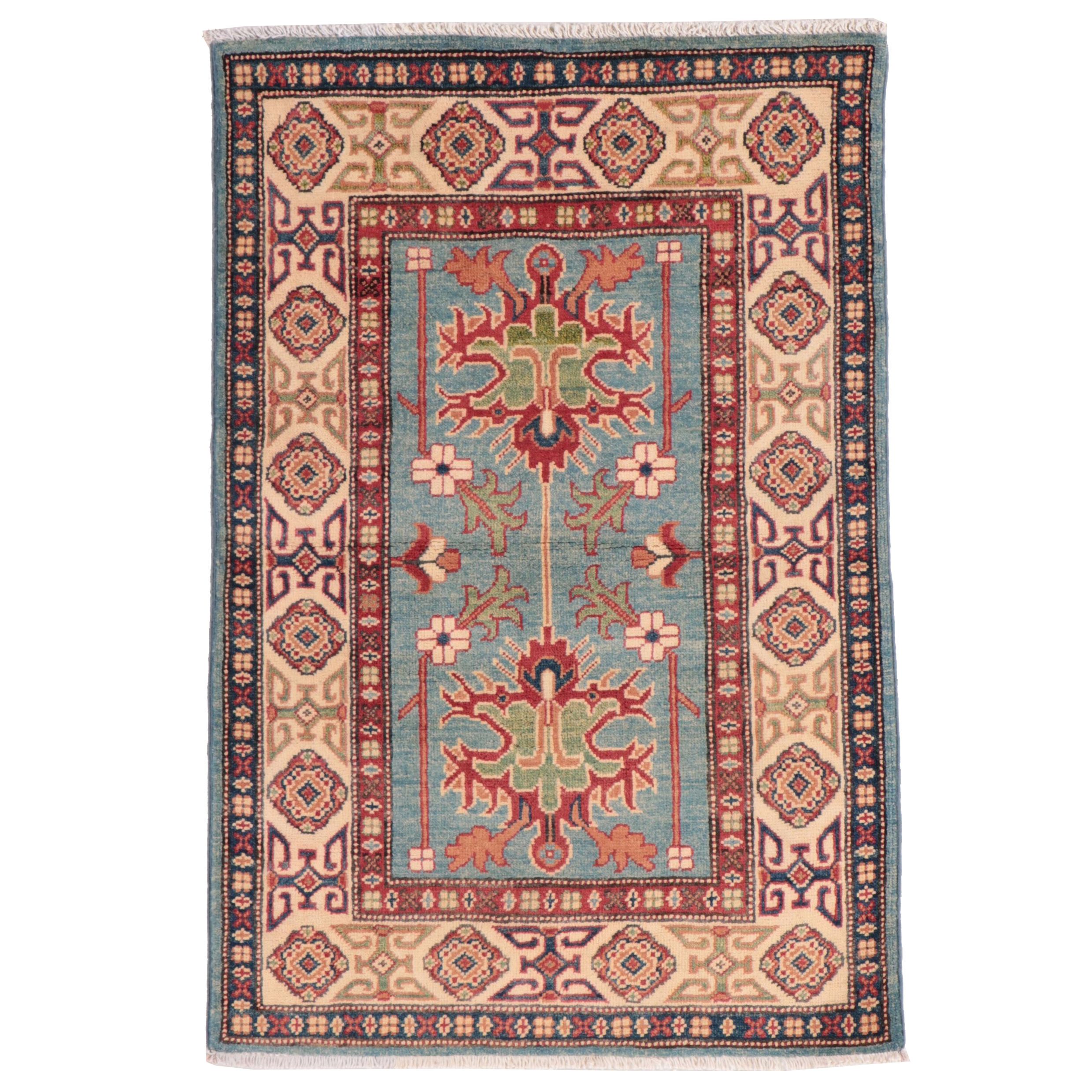 2'7 x 3'11 Hand-Knotted Afghan Kazak Style Accent Rug