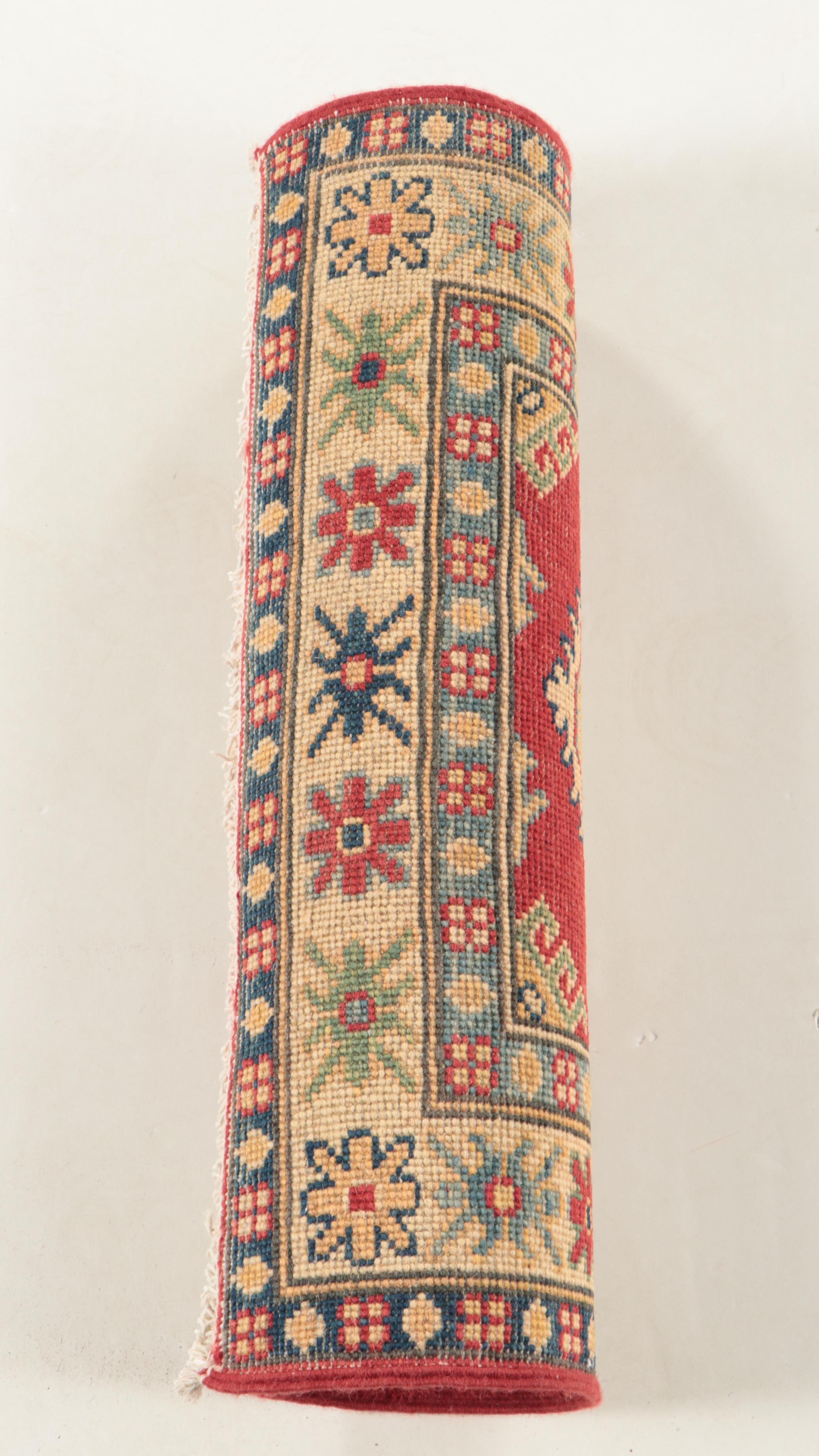 1'11 x 5'5 Hand-Knotted  Pakistani Kazak Style Carpet Runner