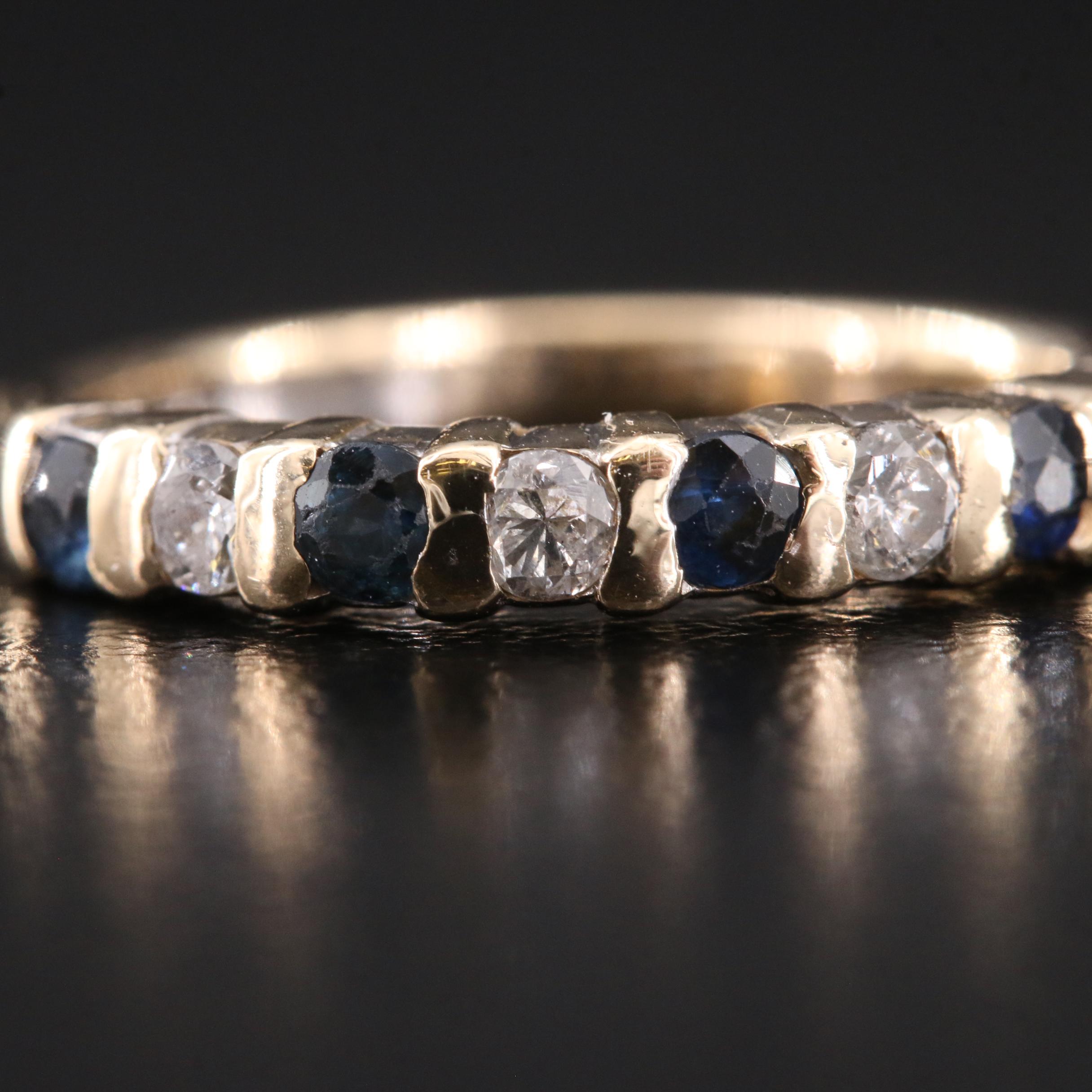 14K Diamond and Sapphire Band