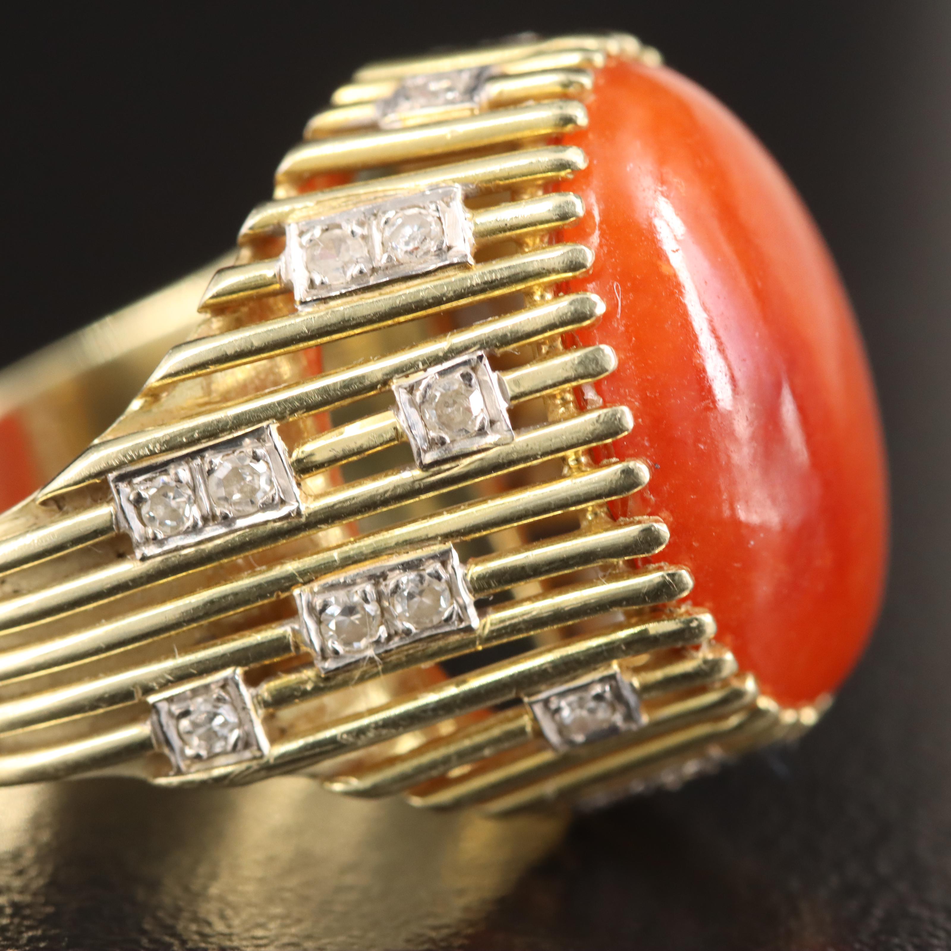 1960s 14K Jadeite and Diamond Ring