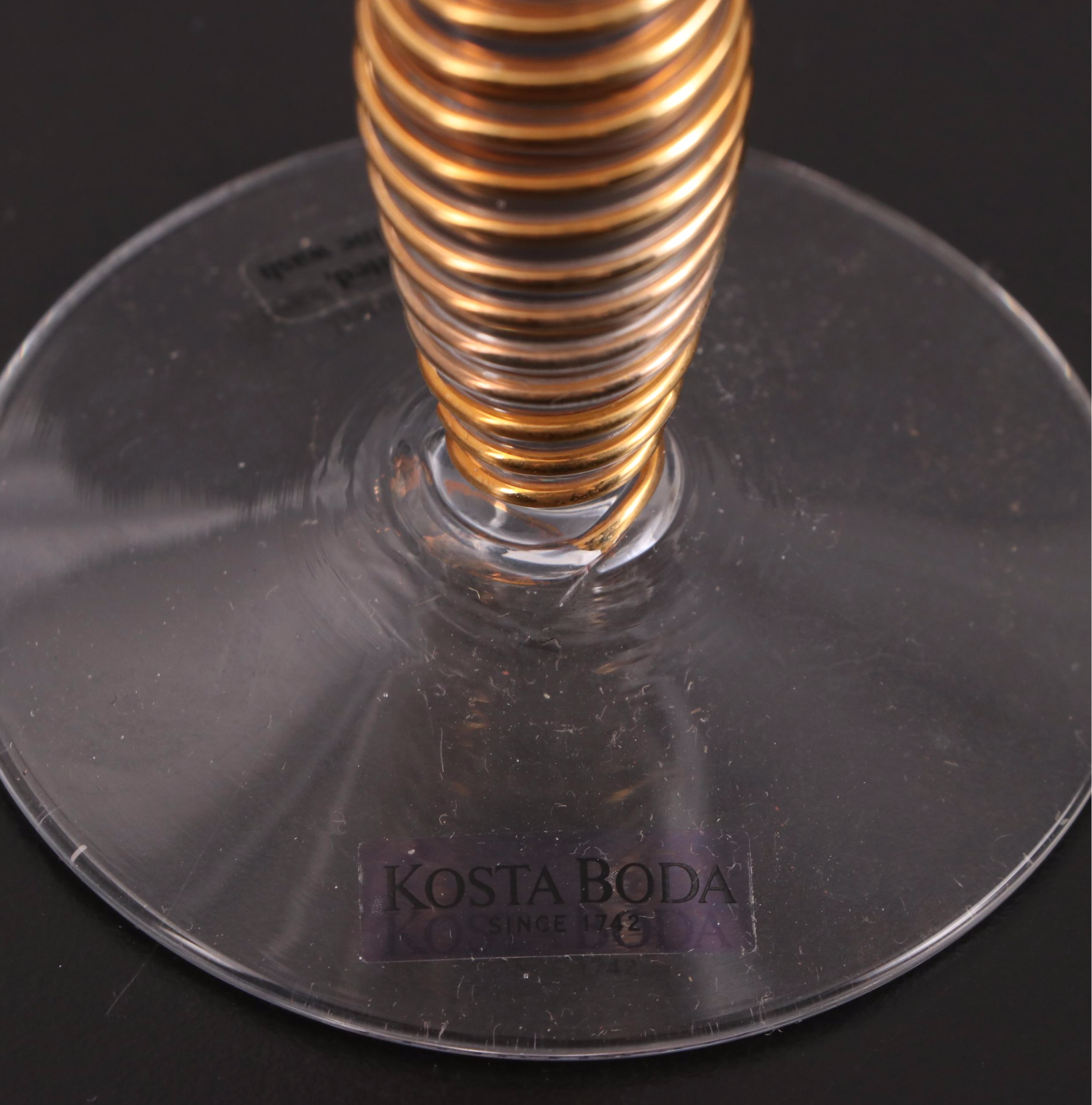 Kosta Boda  "Epoque Gold" Coupes with Swedish Crystal Decanter