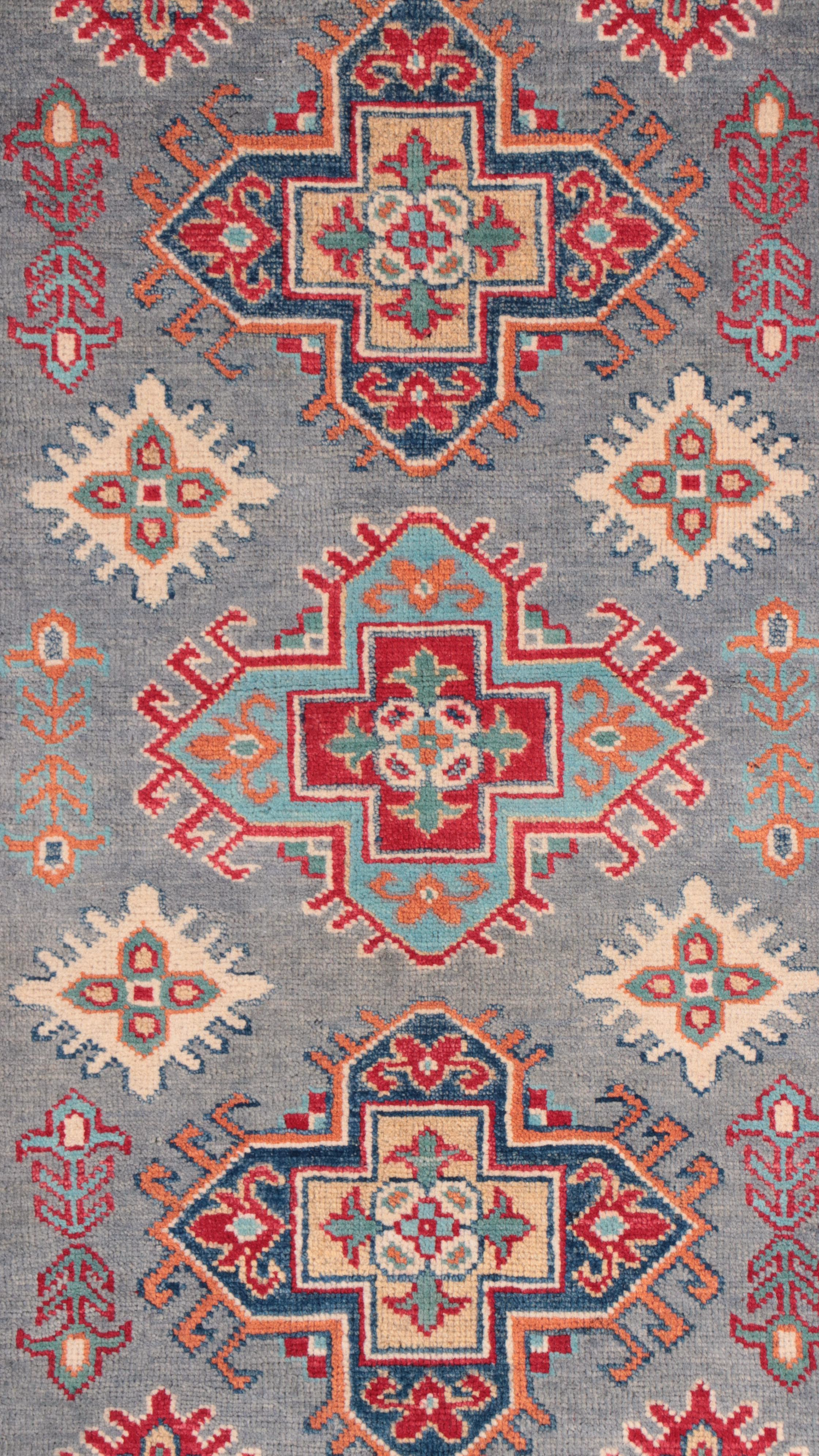 3'4 x 4'5 Hand-Knotted Pakistani Kazak Style Accent Rug