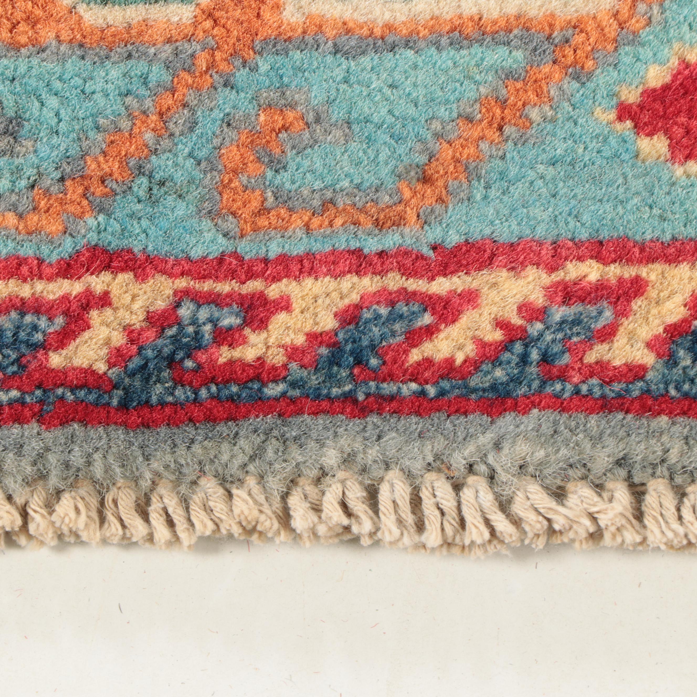 3'4 x 4'5 Hand-Knotted Pakistani Kazak Style Accent Rug