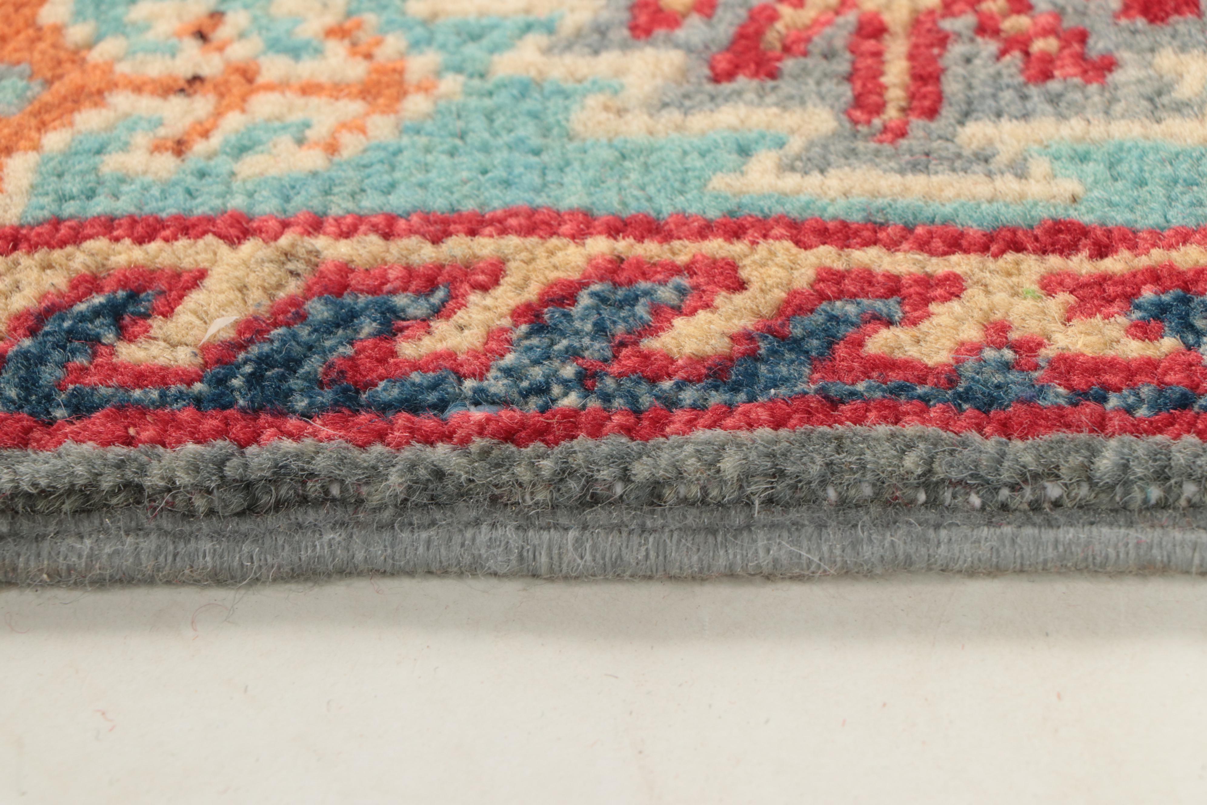 3'4 x 4'5 Hand-Knotted Pakistani Kazak Style Accent Rug