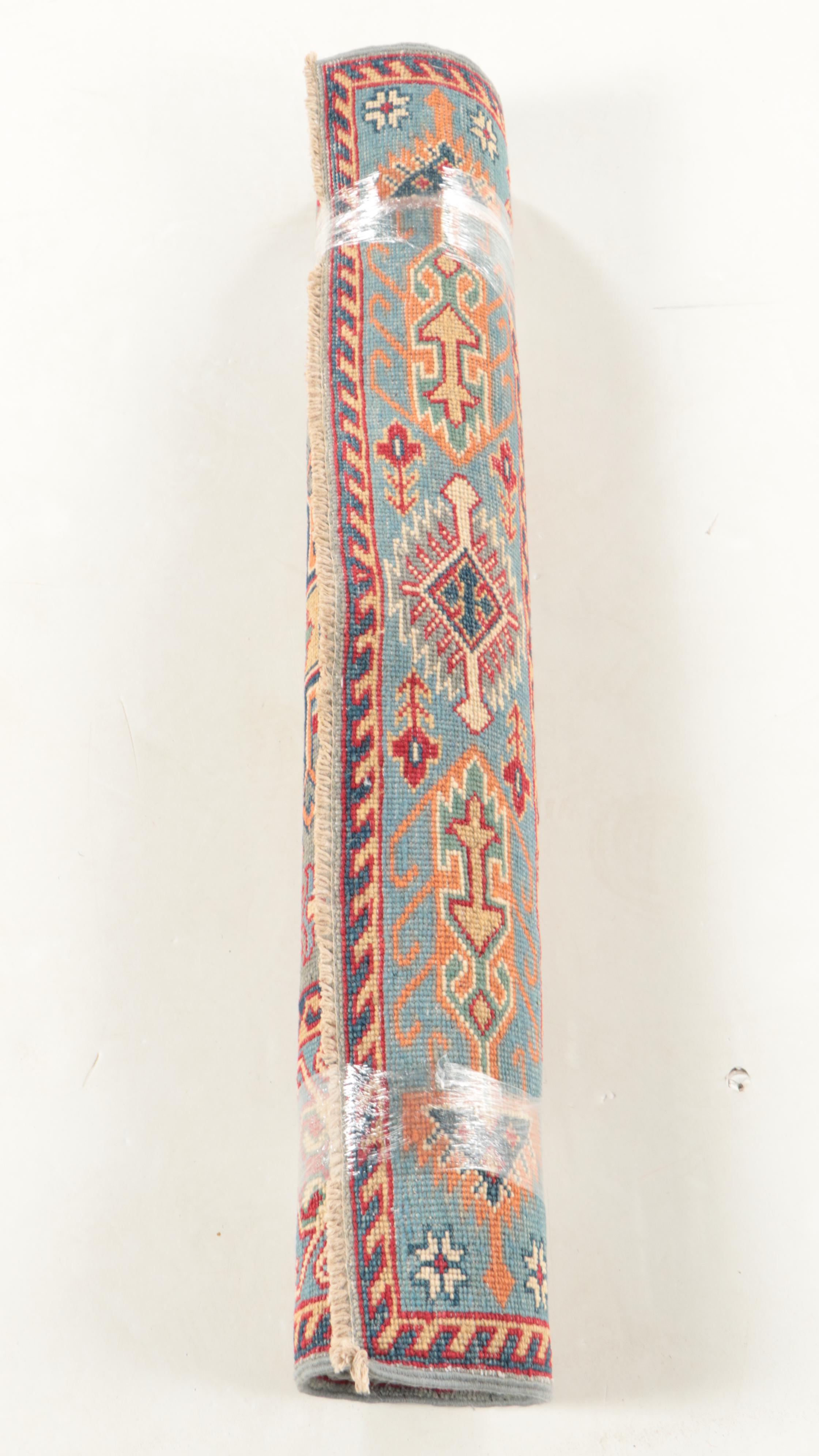 3'4 x 4'5 Hand-Knotted Pakistani Kazak Style Accent Rug