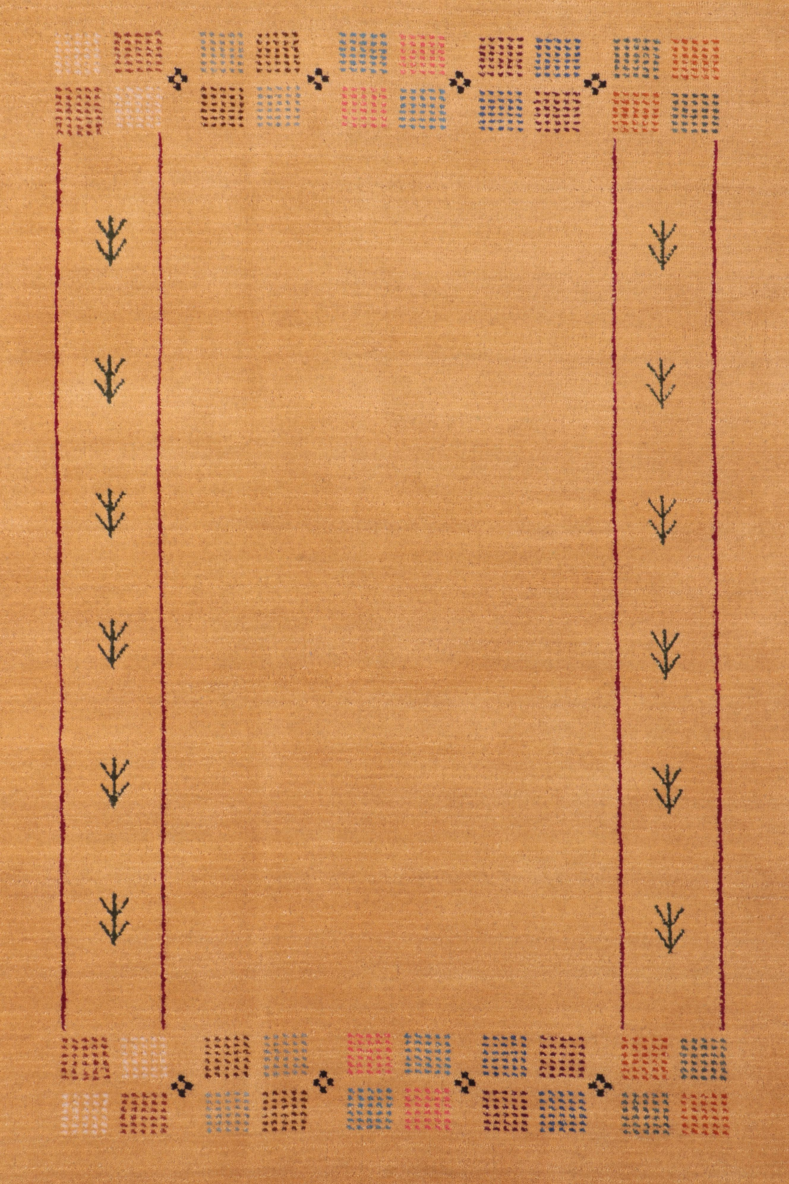 3'11 x 5'10 Hand-Knotted Indo-Persian Gabbeh Area Rug