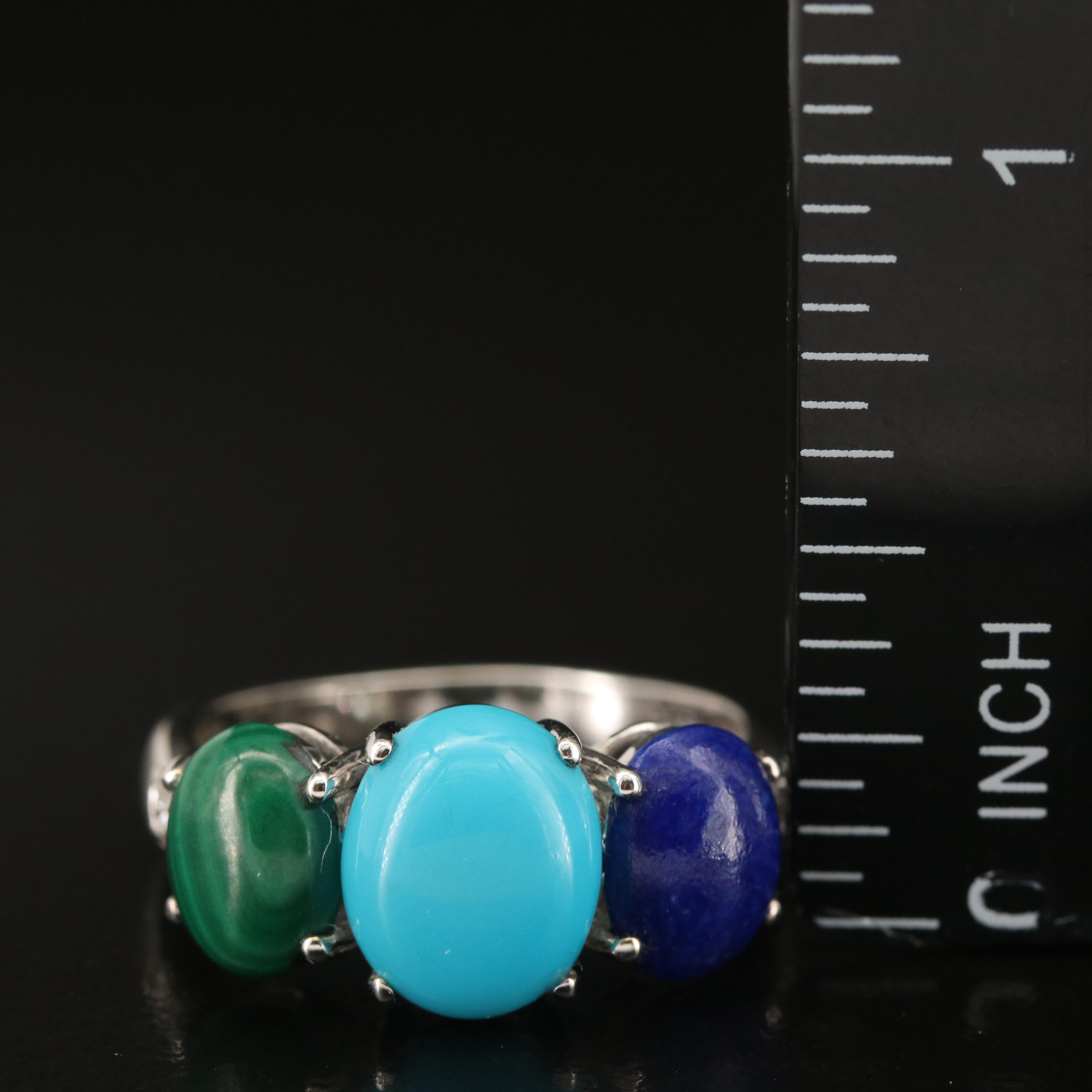 Chromia Jewelry 18K Turquoise, Malachite, Lapis Lazuli and Diamond Ring