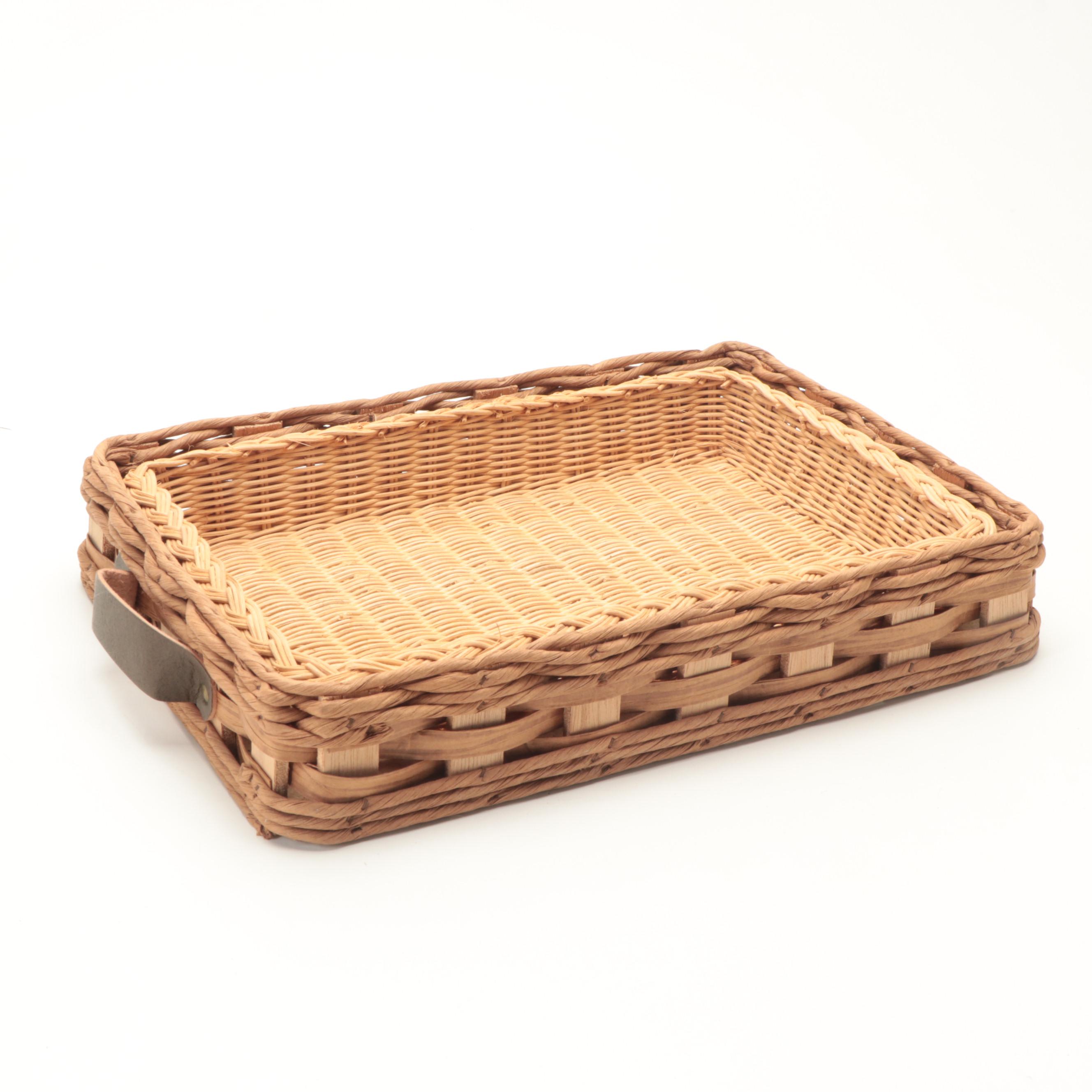 Pyrex Wicker Casserole Dish Holder with Rattan Suitcase and Bamboo Wall Pocket