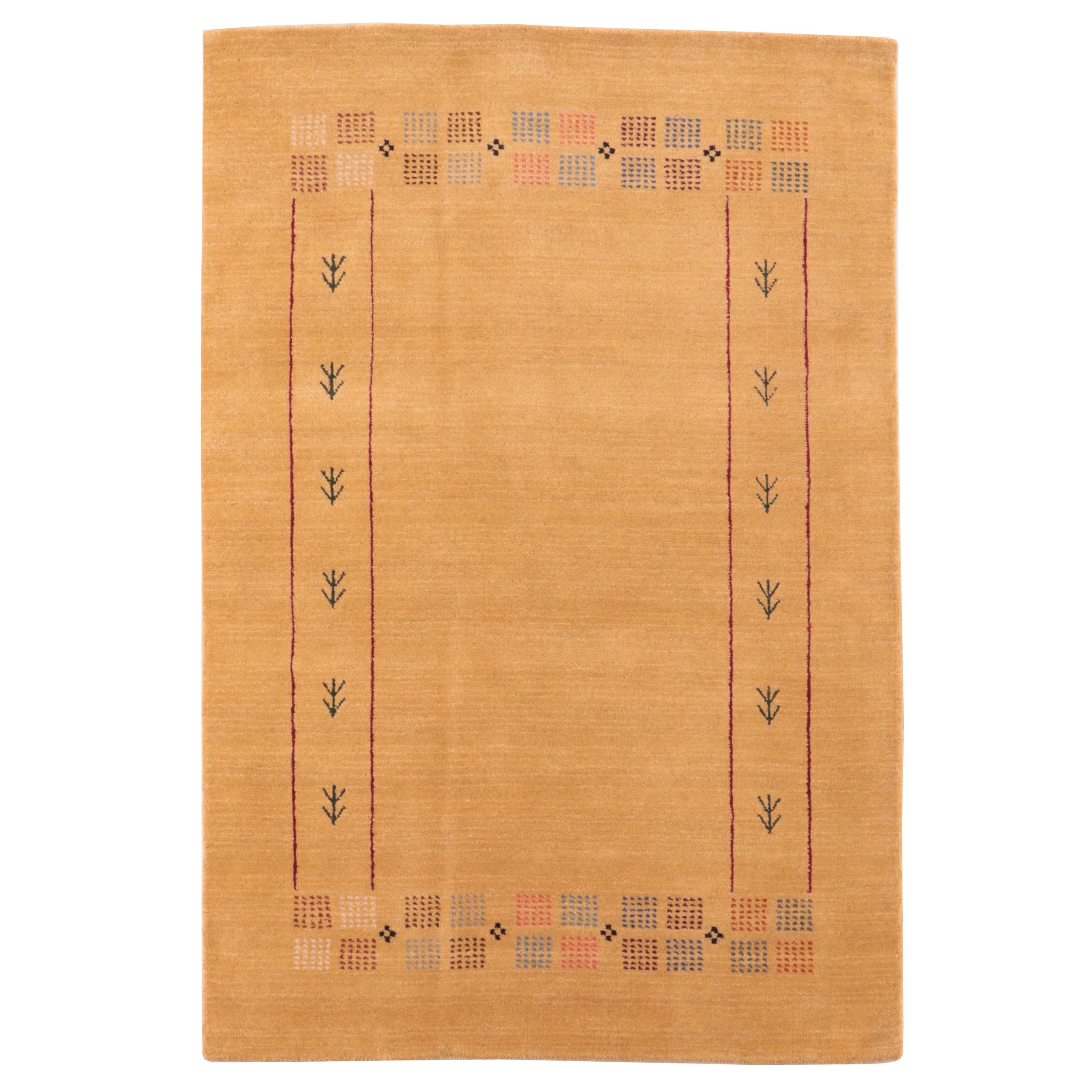 3'11 x 5'10 Hand-Knotted Indo-Persian Gabbeh Area Rug