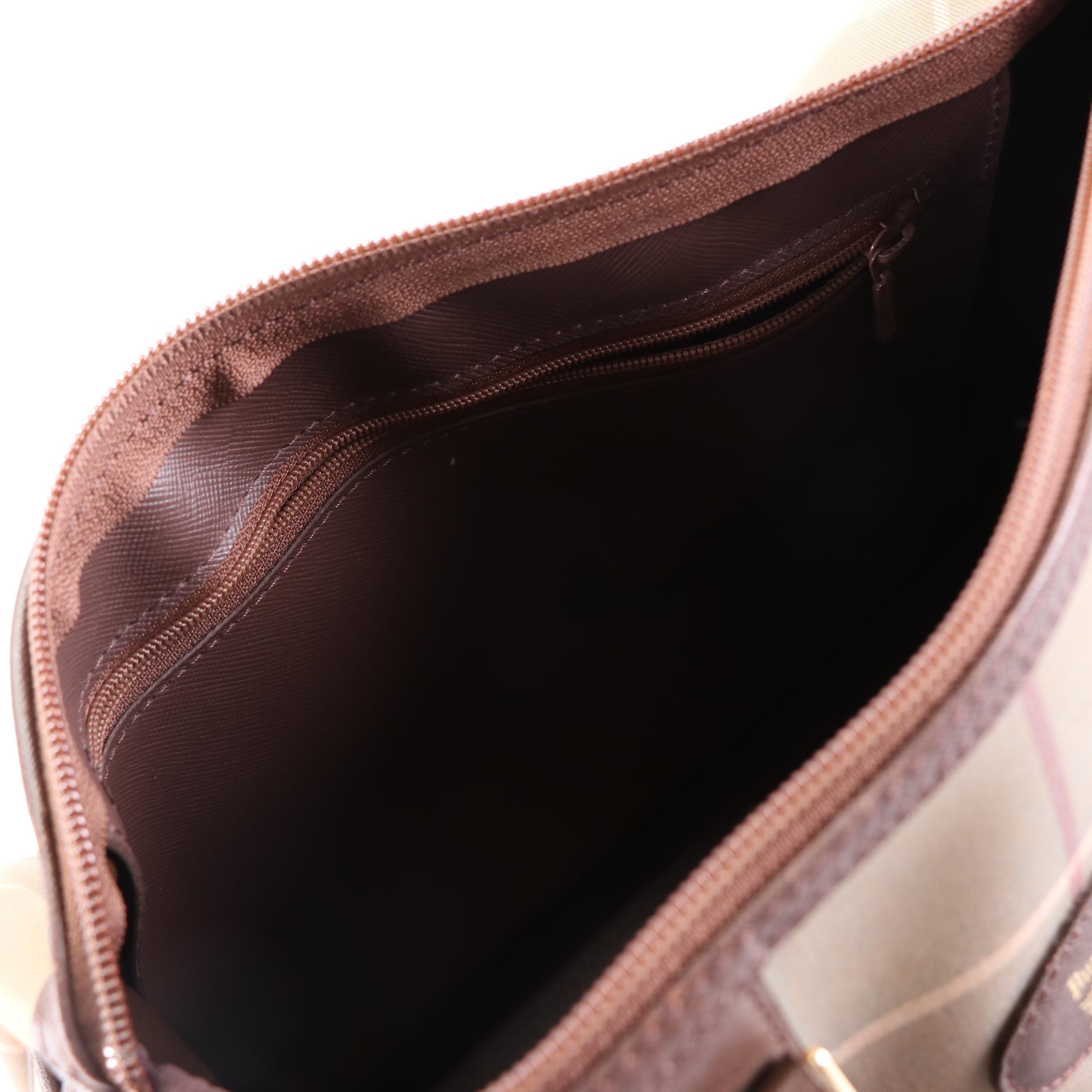 Burberry Boston Bag in Check Canvas and Leather Trim