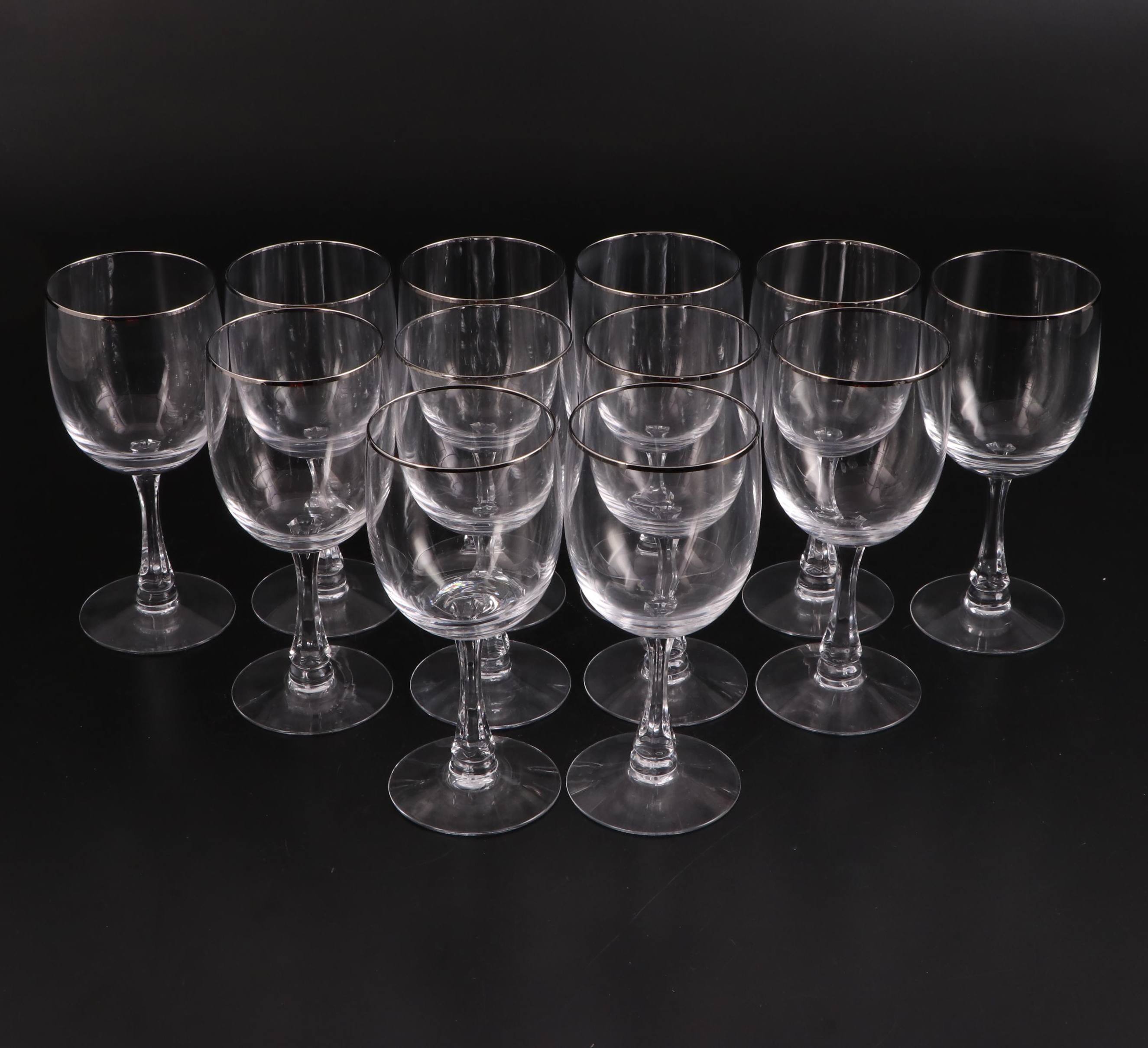 Fostoria "Trousseau" Water Goblets and Other Silver-Rimmed Stemware, 1958-1982