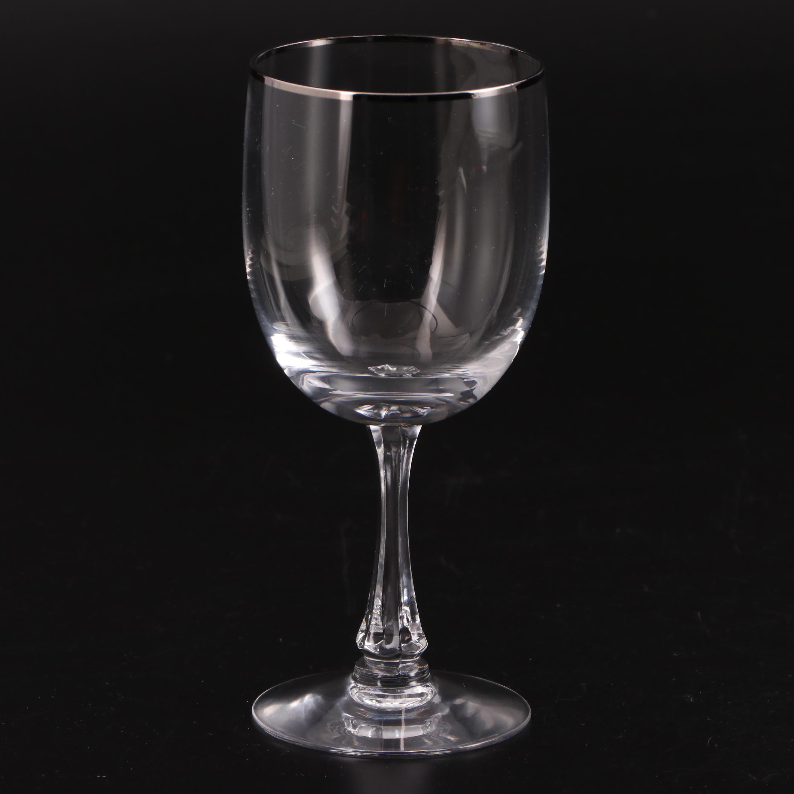 Fostoria "Trousseau" Water Goblets and Other Silver-Rimmed Stemware, 1958-1982