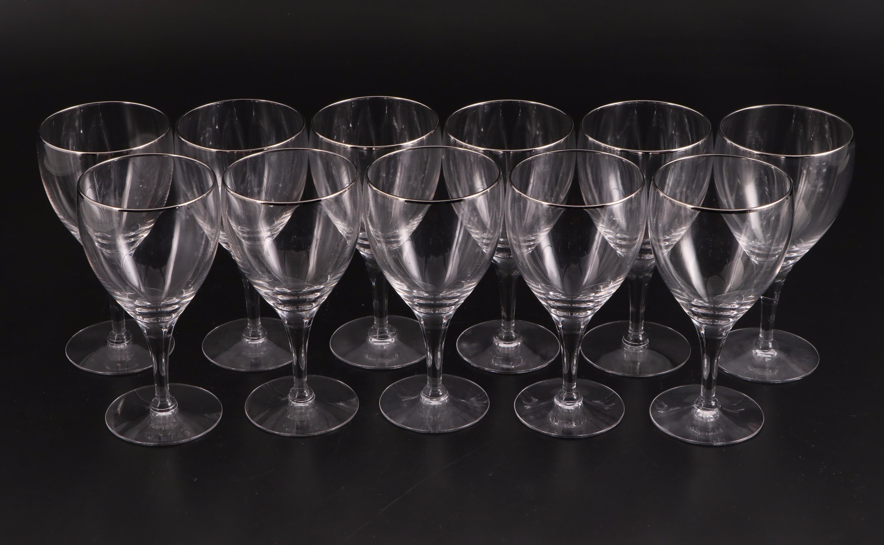 Fostoria "Trousseau" Water Goblets and Other Silver-Rimmed Stemware, 1958-1982