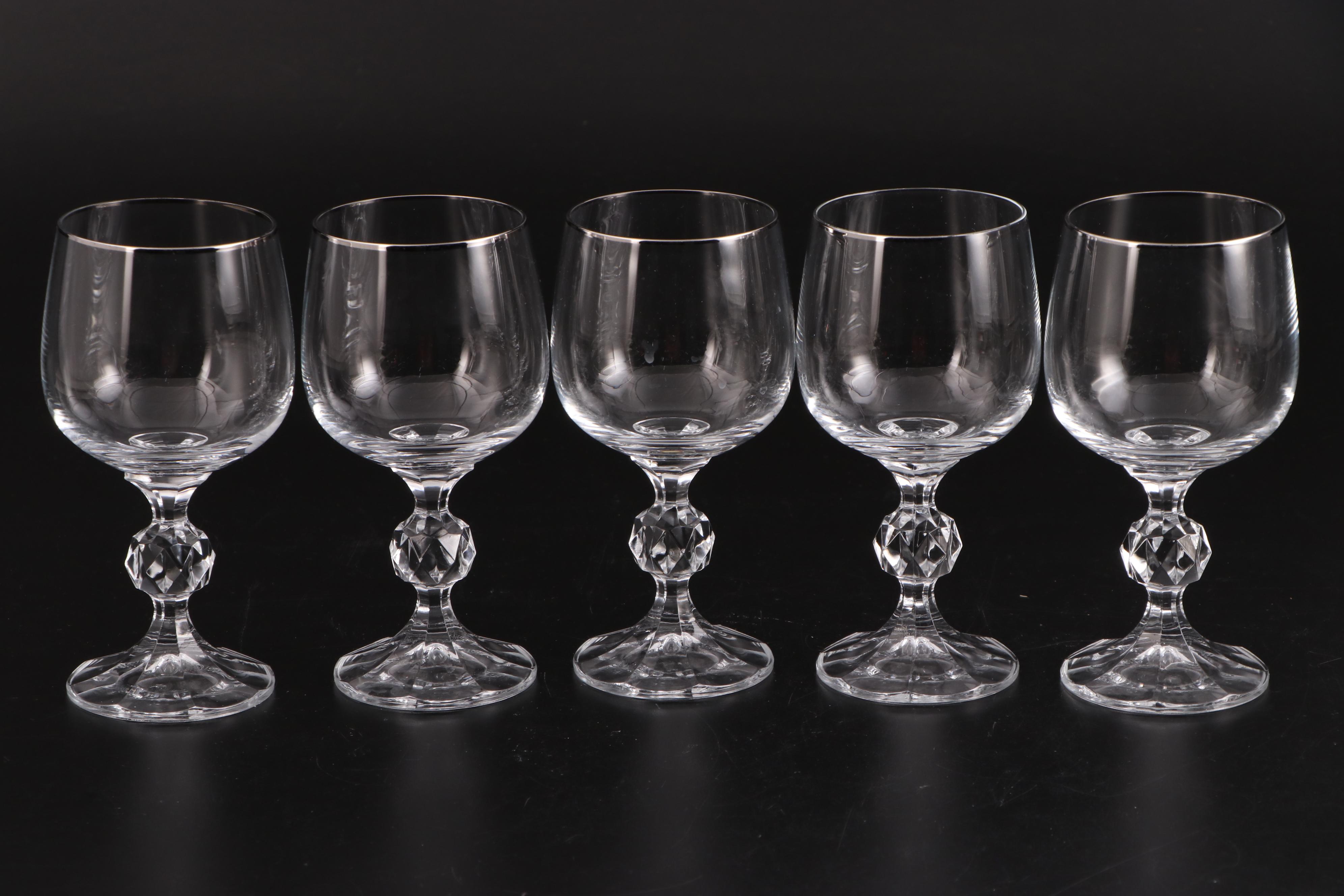Fostoria "Trousseau" Water Goblets and Other Silver-Rimmed Stemware, 1958-1982