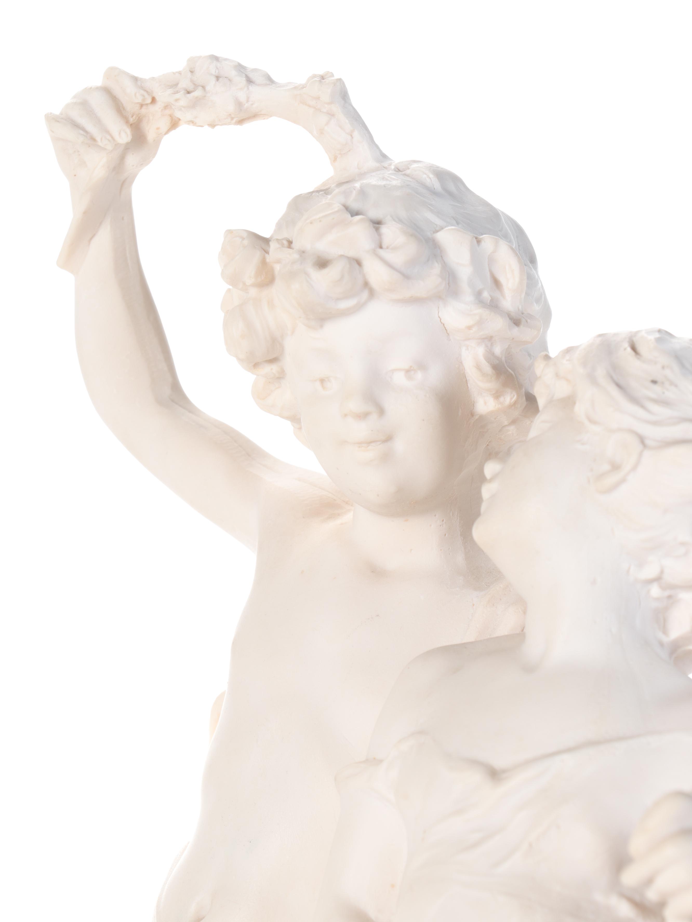 Composition Statue of Neoclassical Style Apollo and Daphne Marked "Auguste"