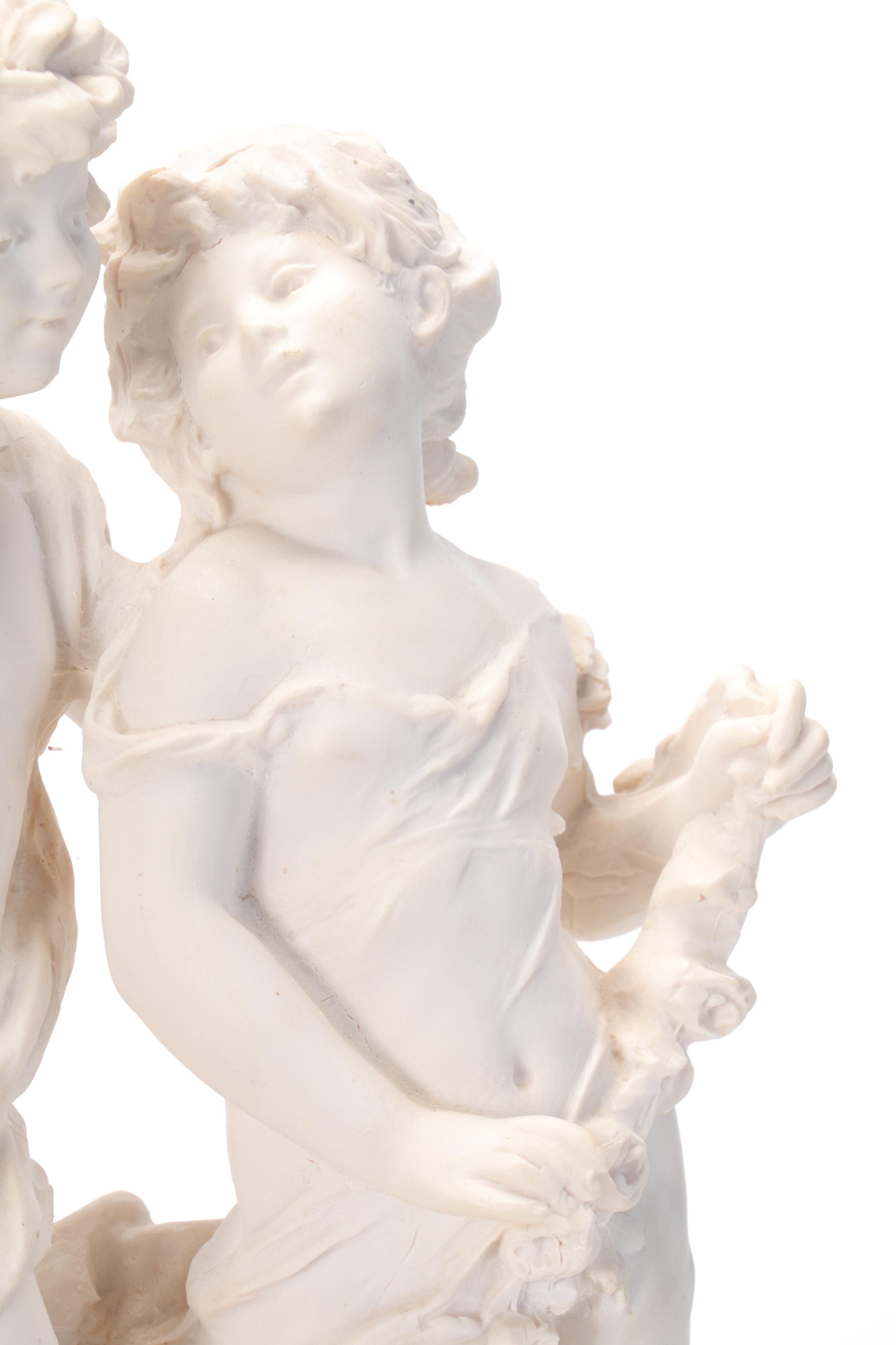 Composition Statue of Neoclassical Style Apollo and Daphne Marked "Auguste"