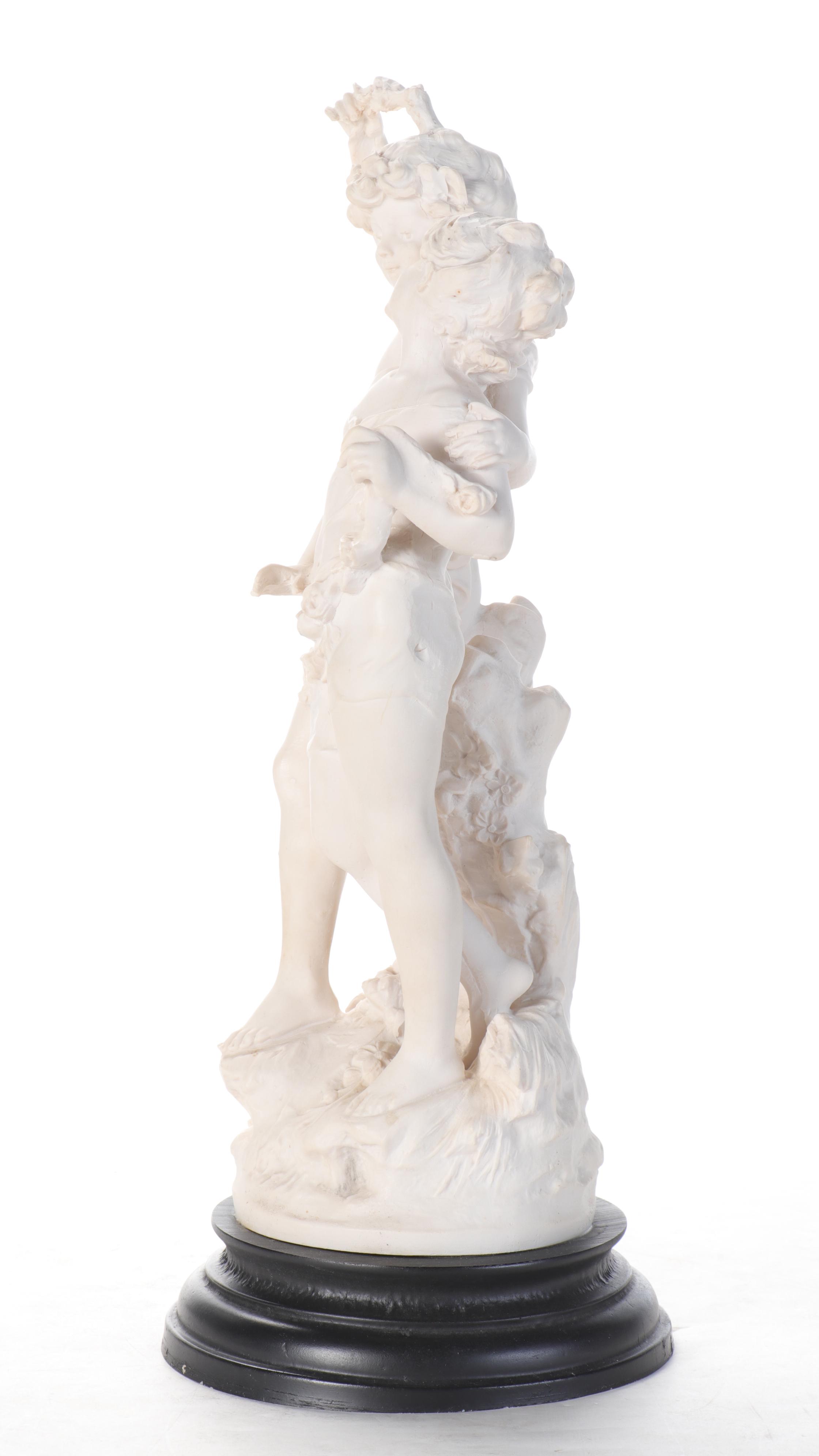 Composition Statue of Neoclassical Style Apollo and Daphne Marked "Auguste"