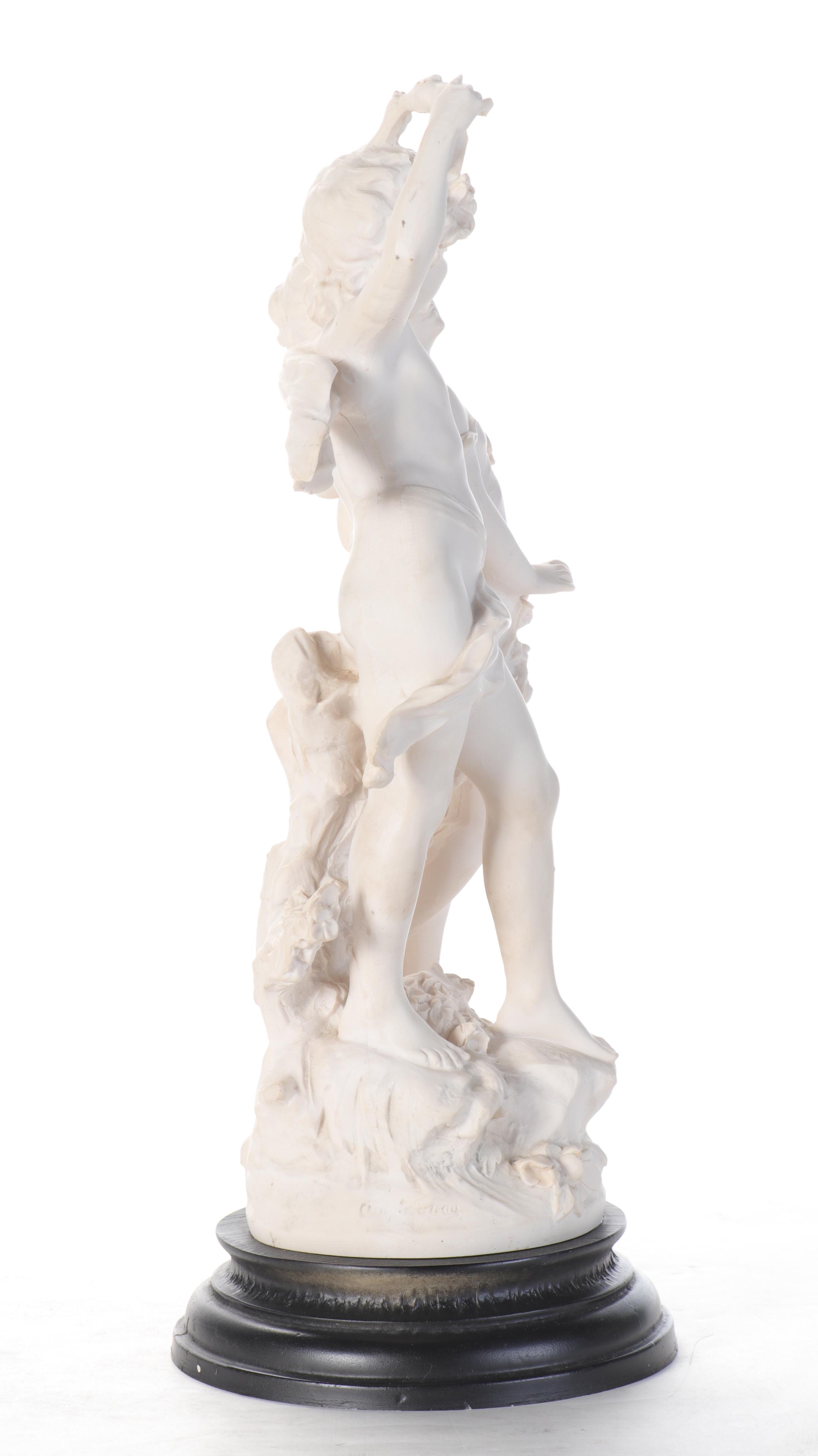 Composition Statue of Neoclassical Style Apollo and Daphne Marked "Auguste"