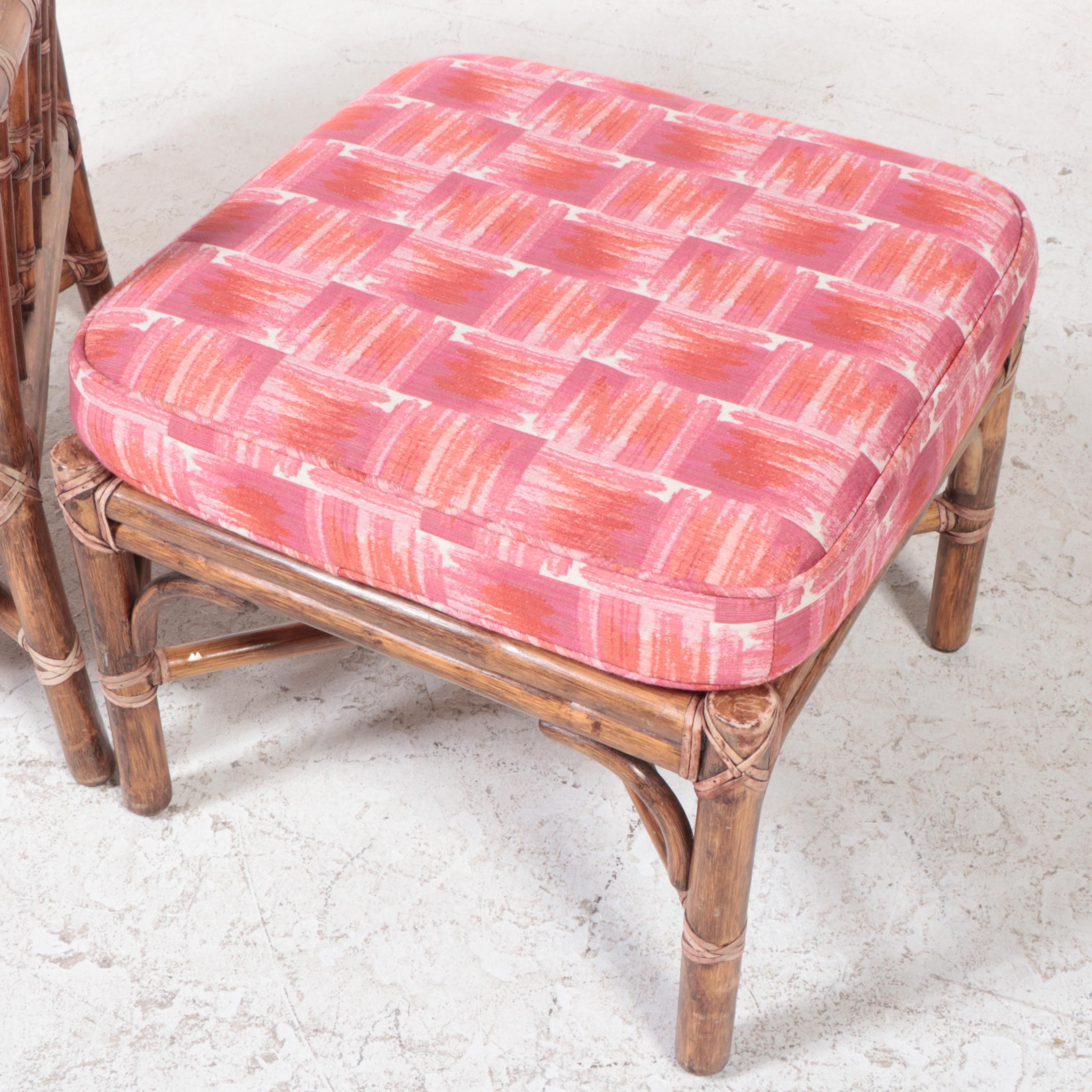 McGuire Rattan Lounge Chair and Ottoman, Mid to Late 20th Century