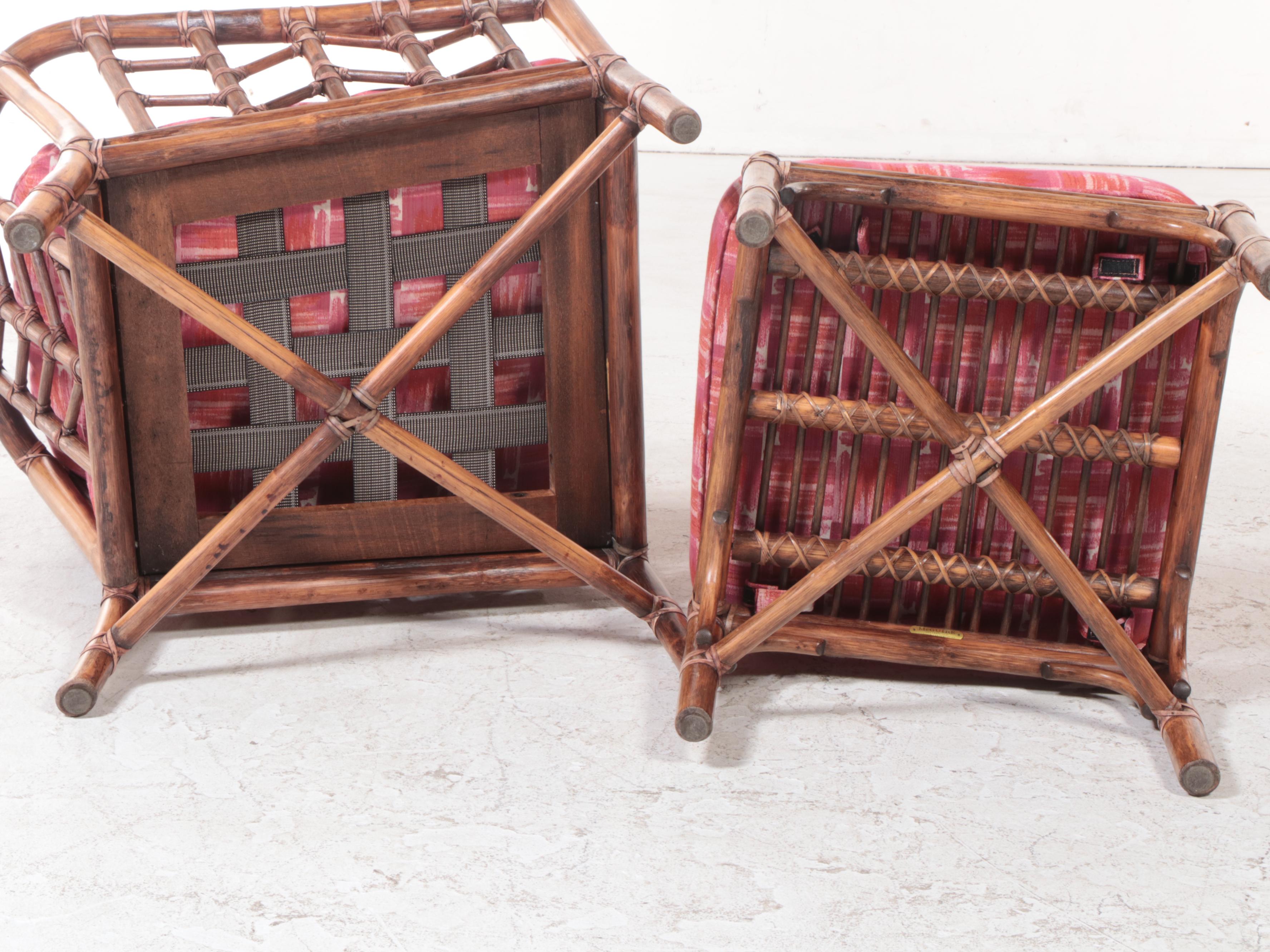 McGuire Rattan Lounge Chair and Ottoman, Mid to Late 20th Century