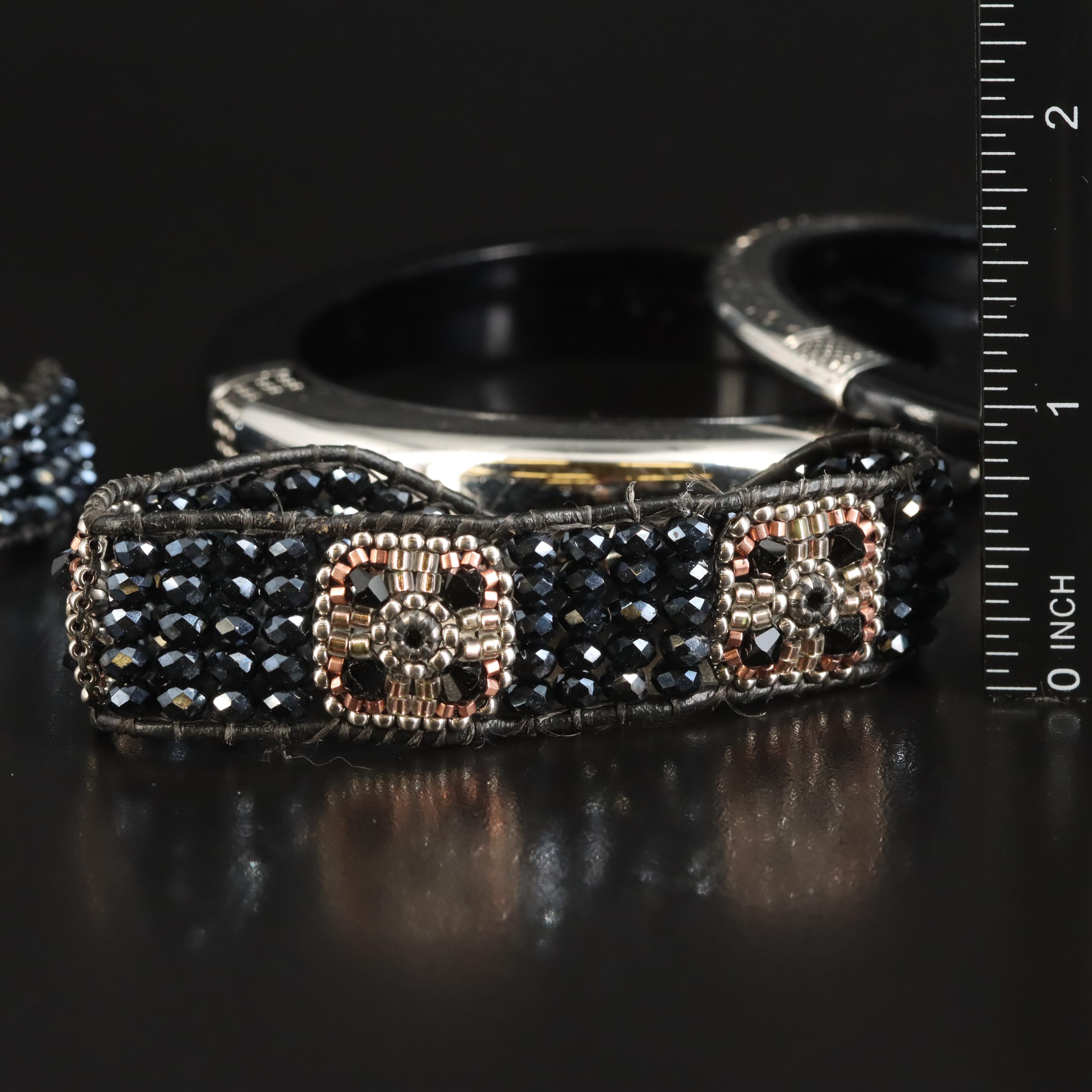 Sterling Earrings and Bracelets Including Rhinestone and Glass