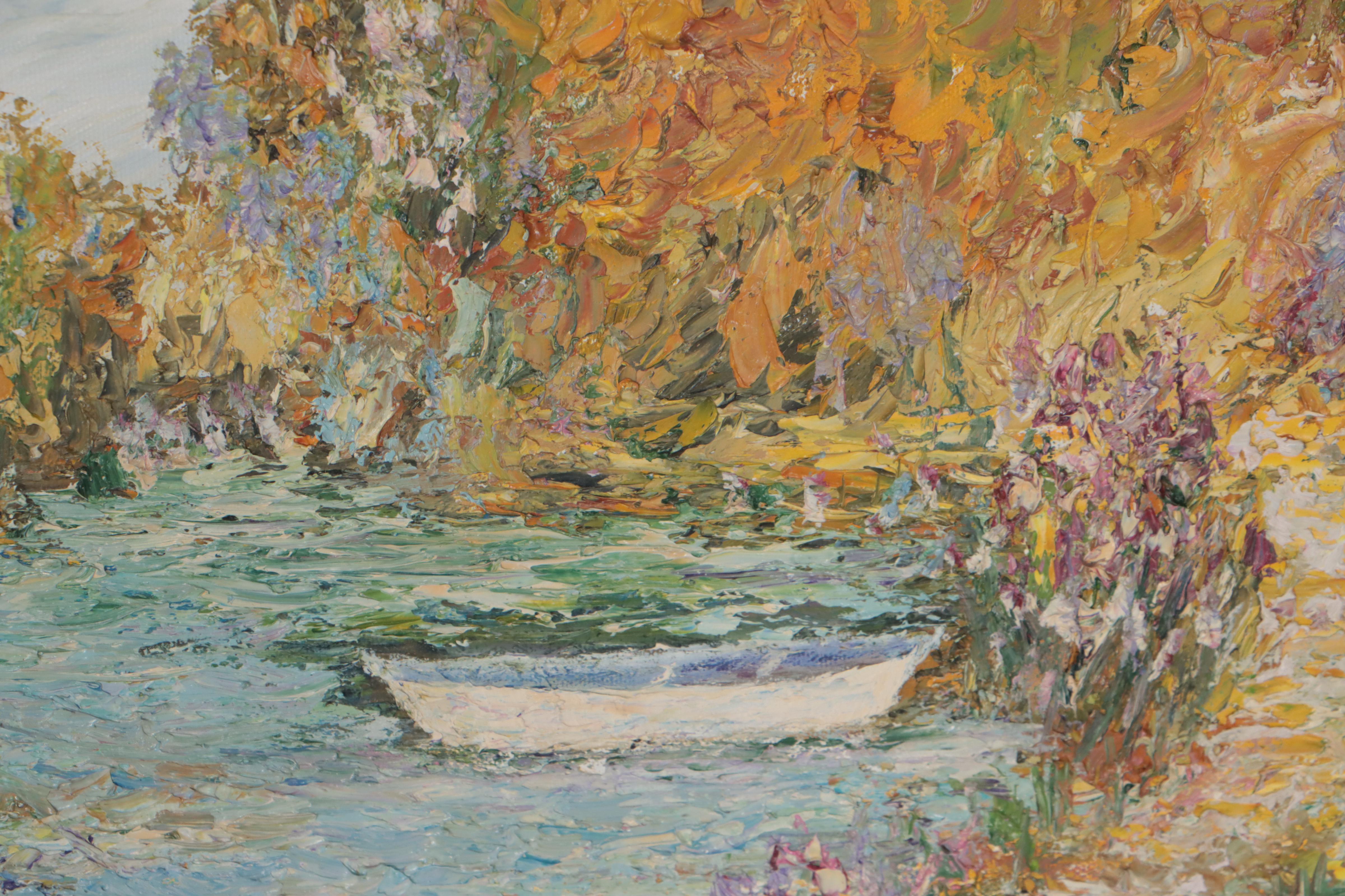 Silvano Assensi Oil Painting of River Landscape