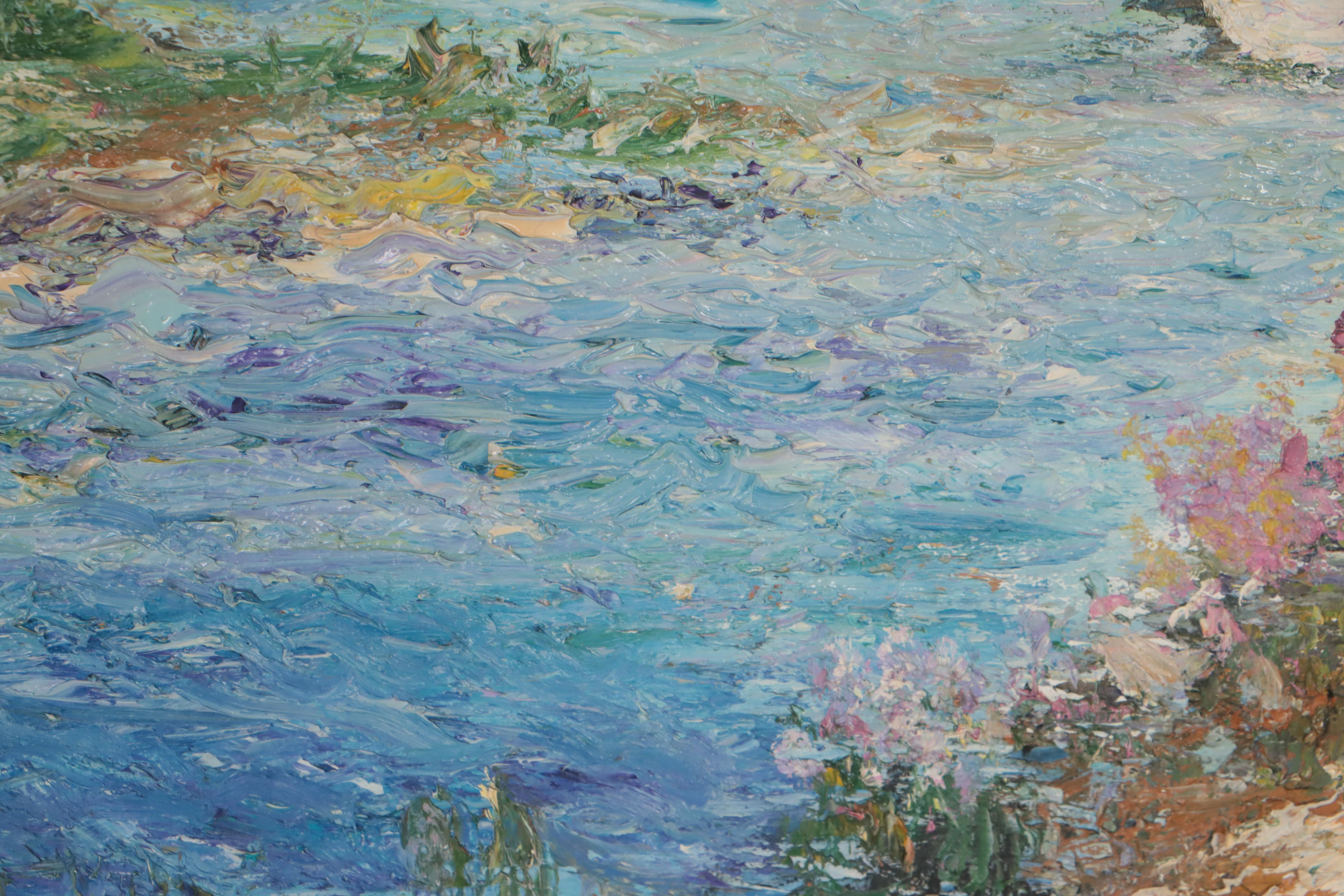 Silvano Assensi Oil Painting of River Landscape