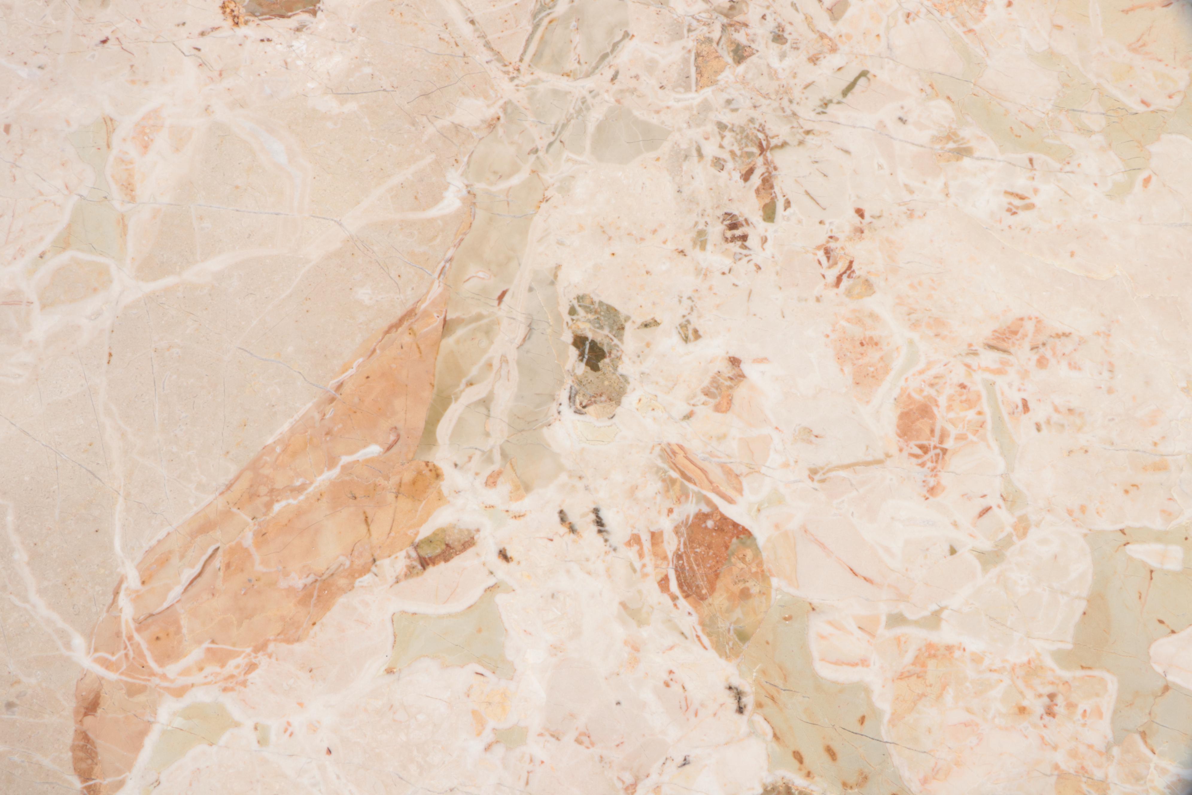 Patinated Steel and Marble Top Console Table, Late 20th Century