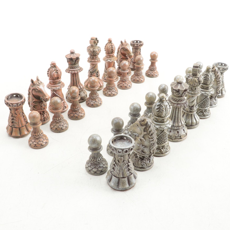 Ornate Staunton Mold Resin Chess Pieces Set