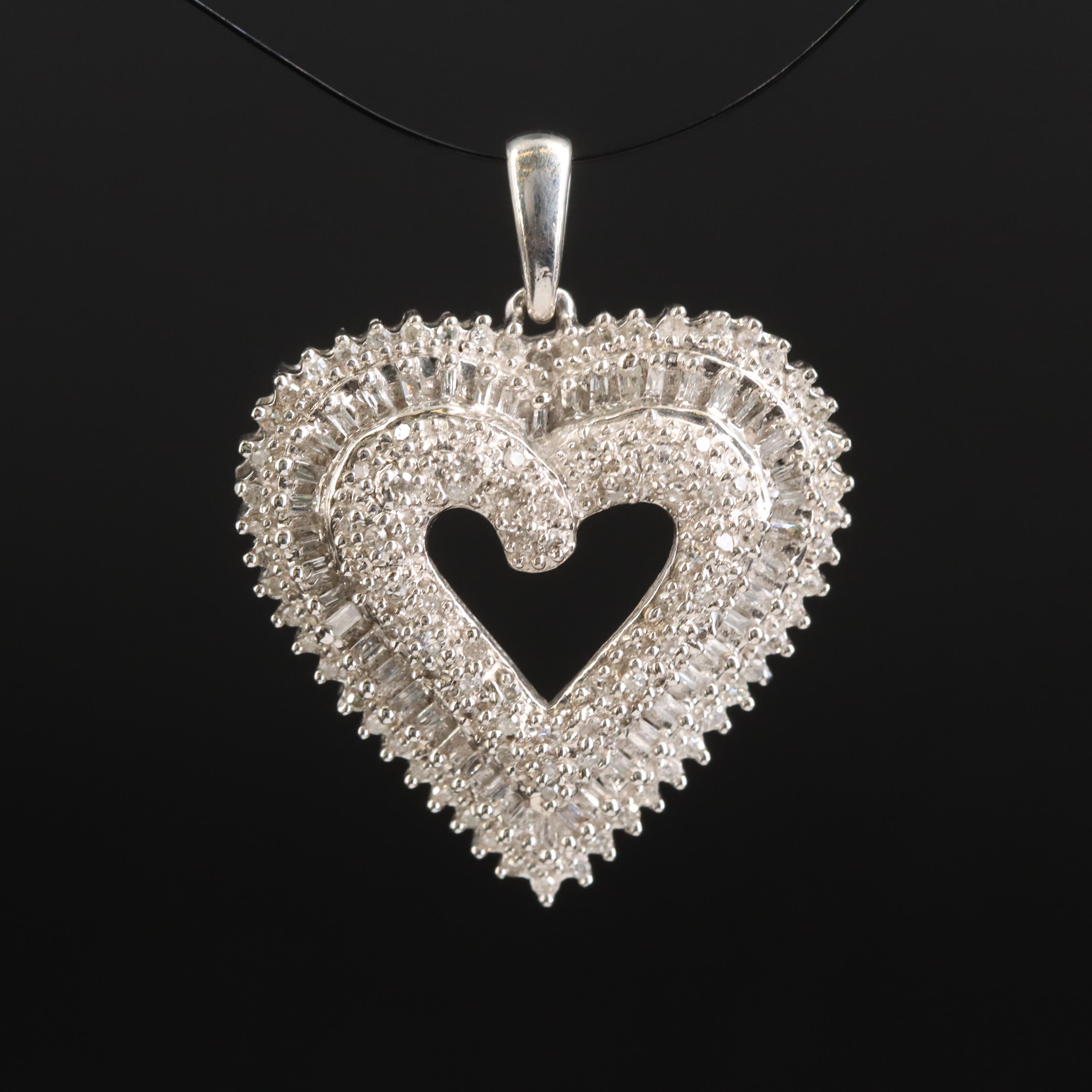 Sterling Diamond Heart Pendant