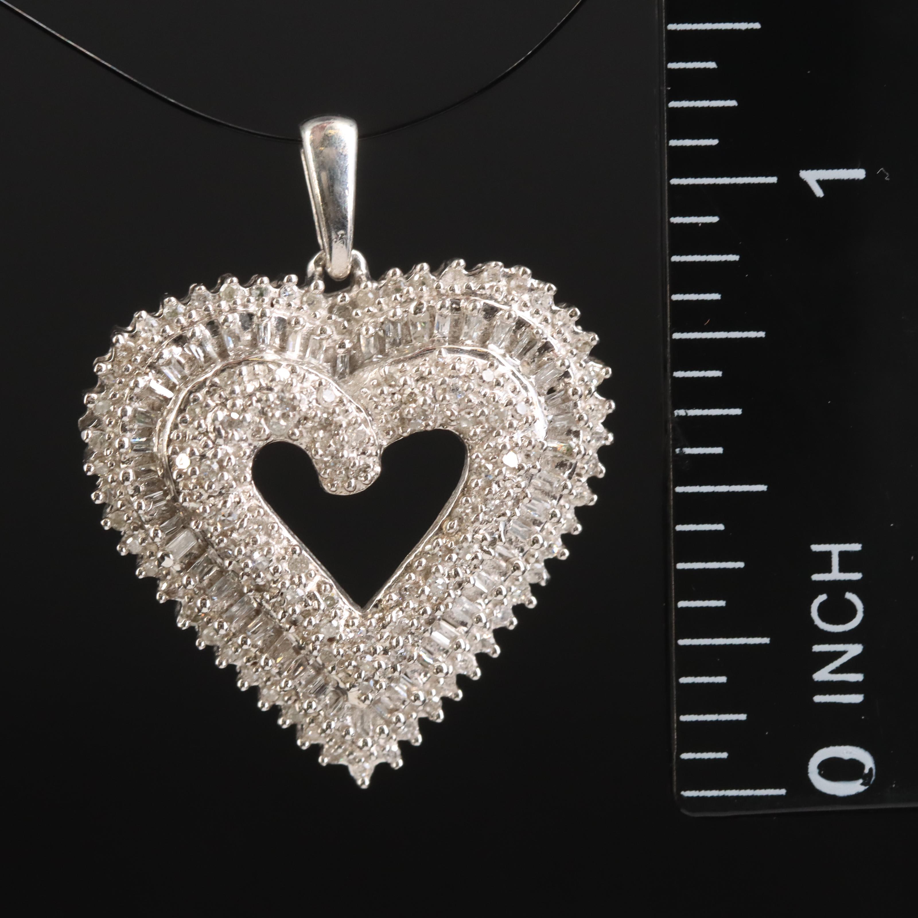 Sterling Diamond Heart Pendant