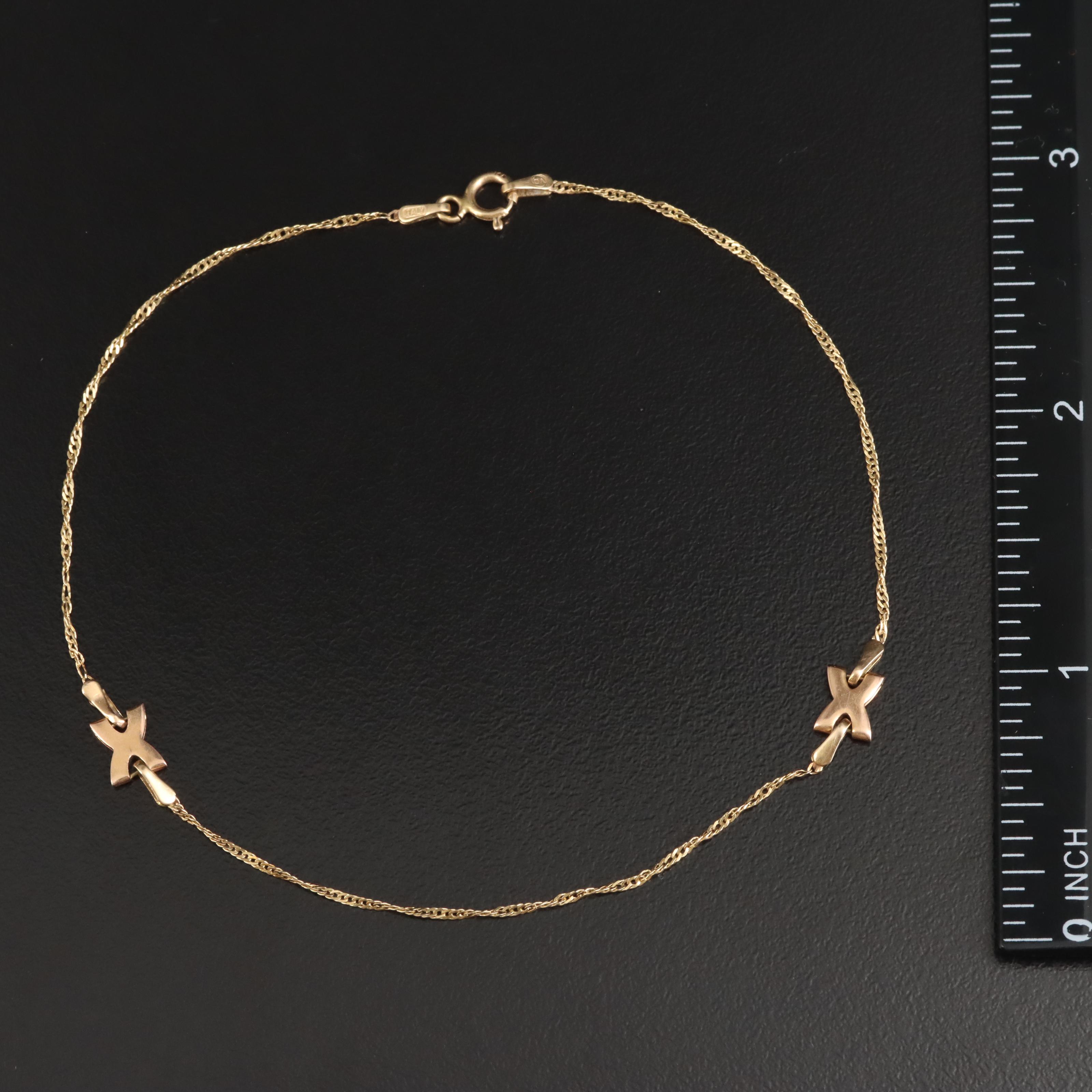 Italy 14K Anklet with Rose Gold Xs