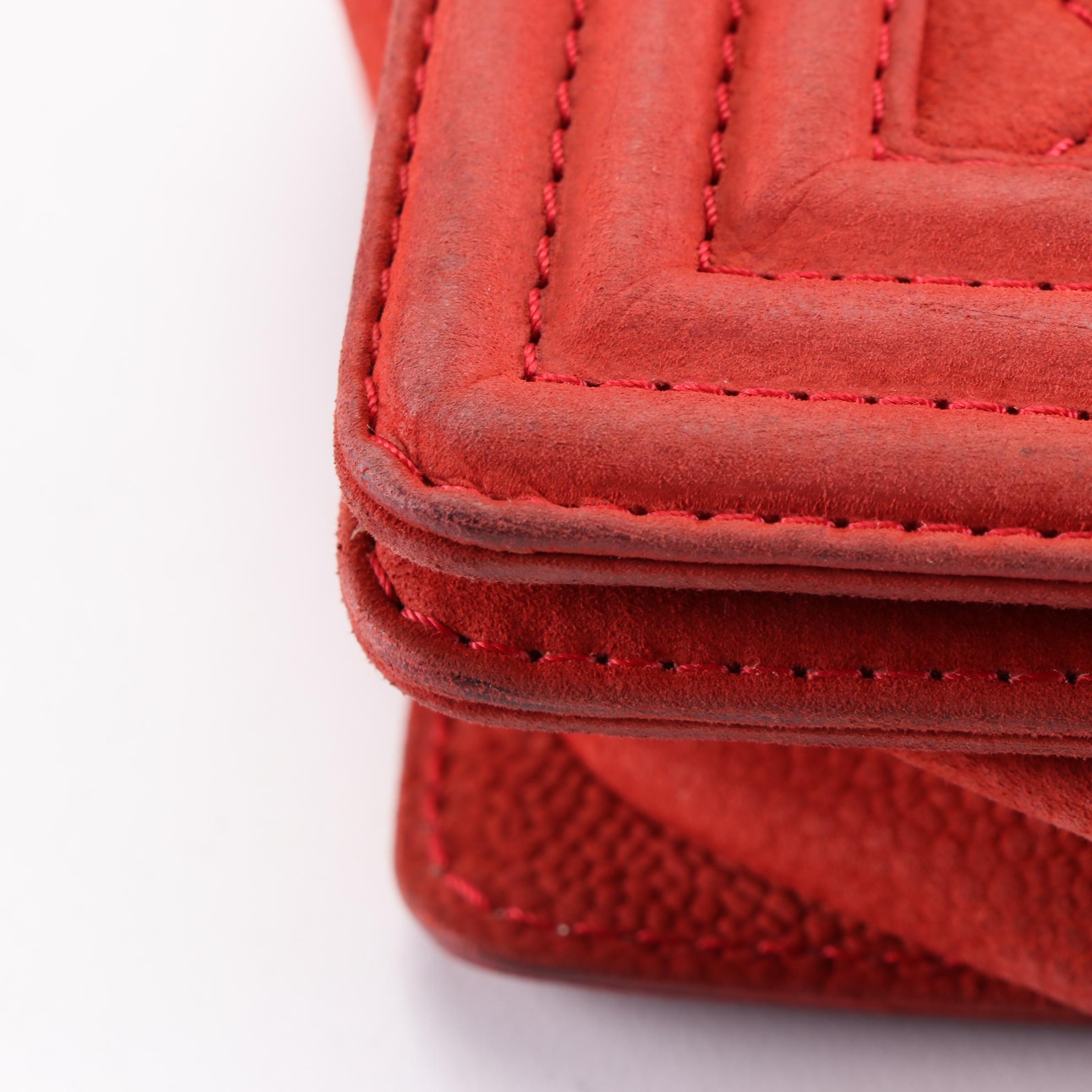 Chanel Large Flap Boy Bag in Red Quilted Caviar Nubuck