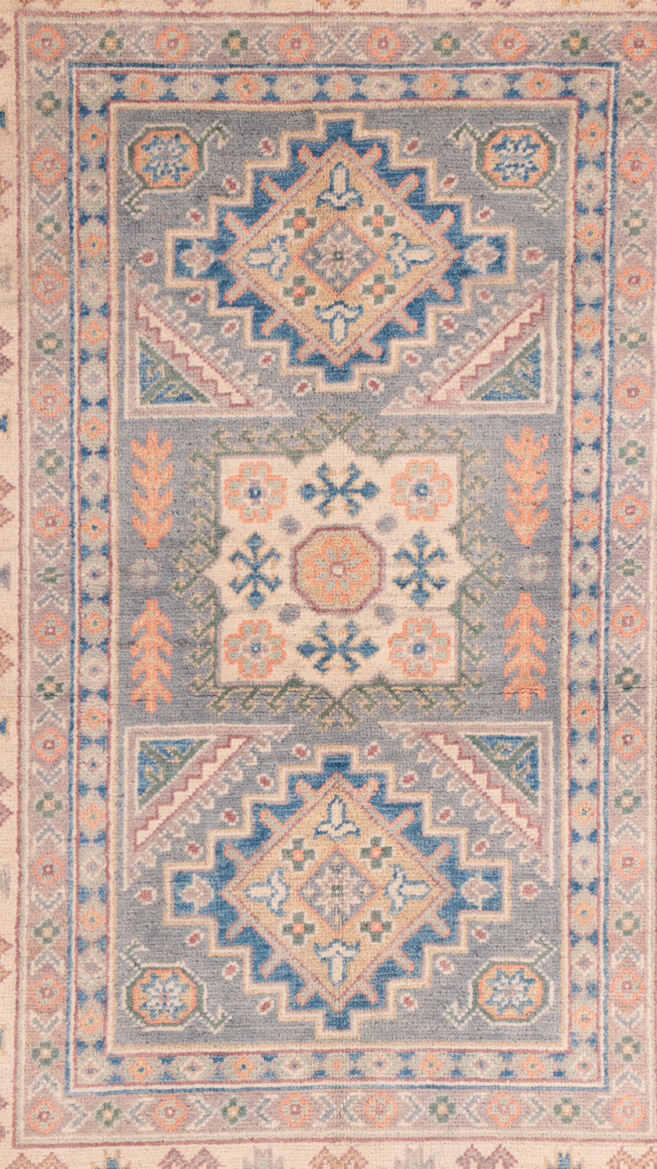3'3 x 4'8 Hand-Knotted Pakistani Kazak Style Area Rug
