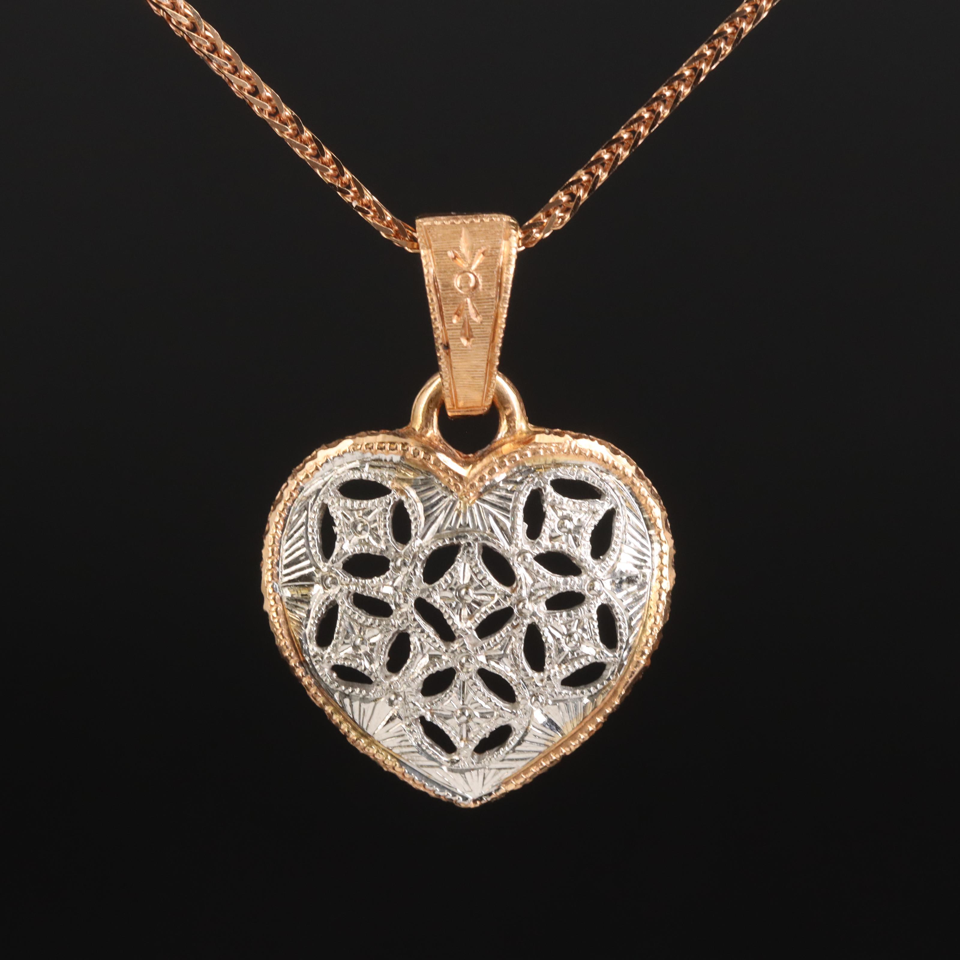 18K Rose Gold Heart Pendant Necklace