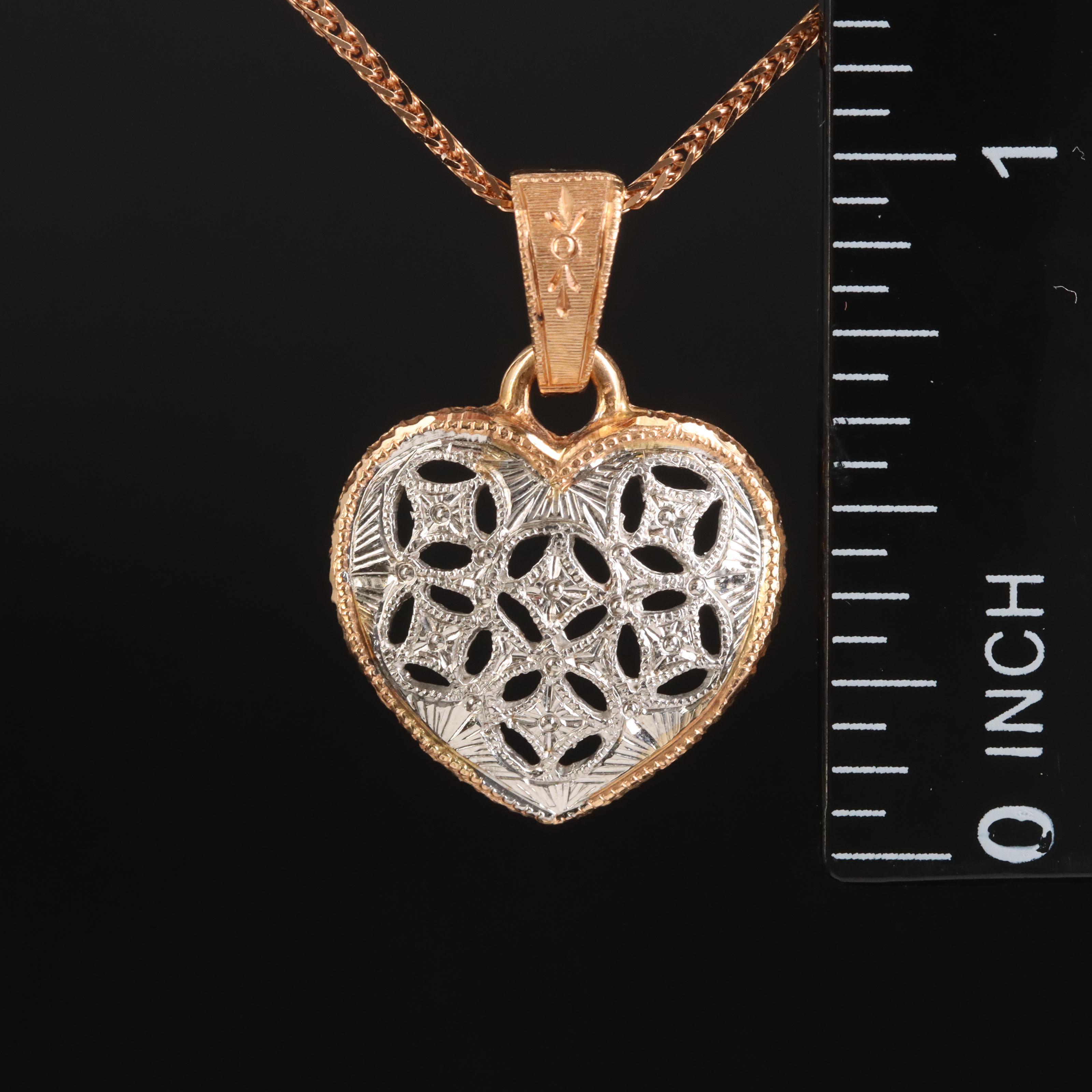 18K Rose Gold Heart Pendant Necklace