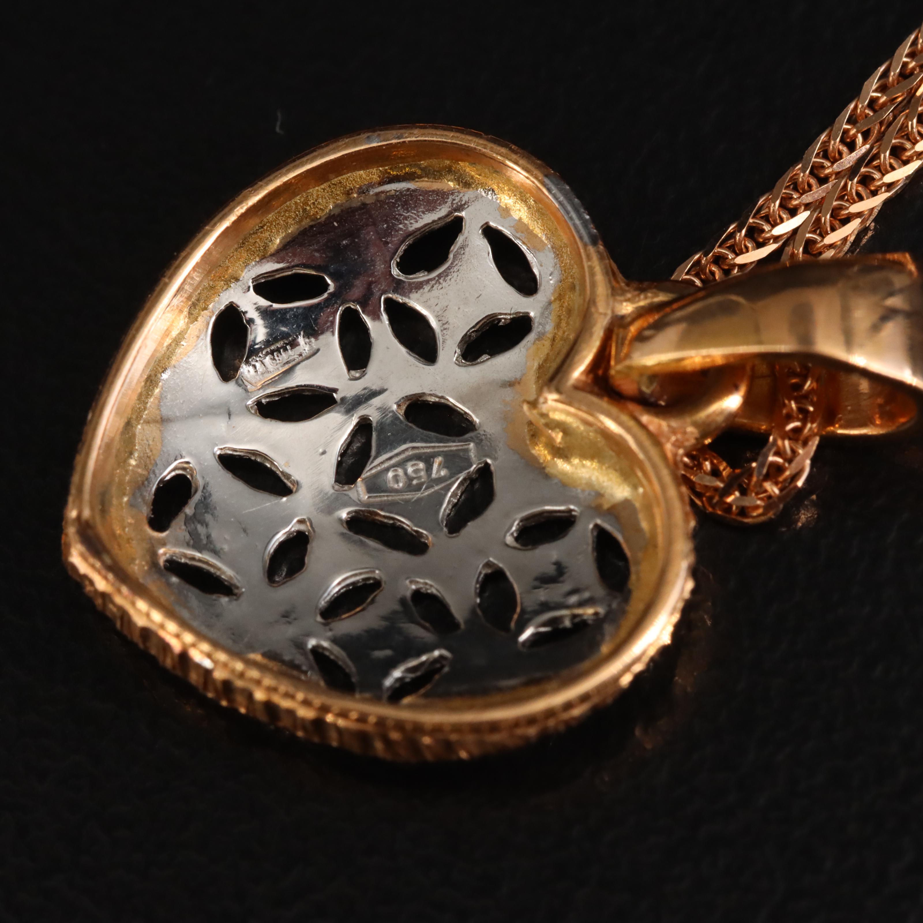 18K Rose Gold Heart Pendant Necklace