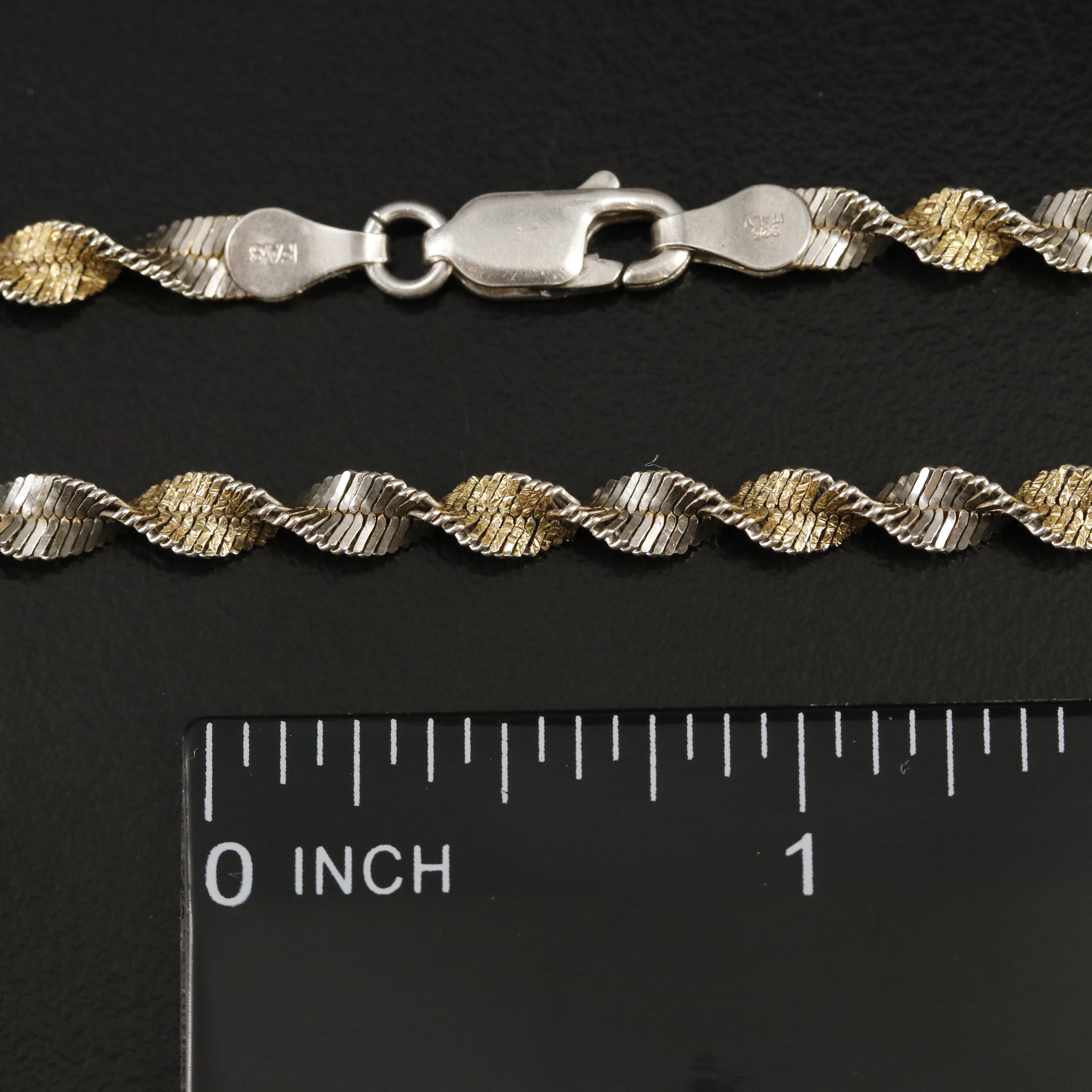 Sterling Twisted Herringbone Chain Necklace