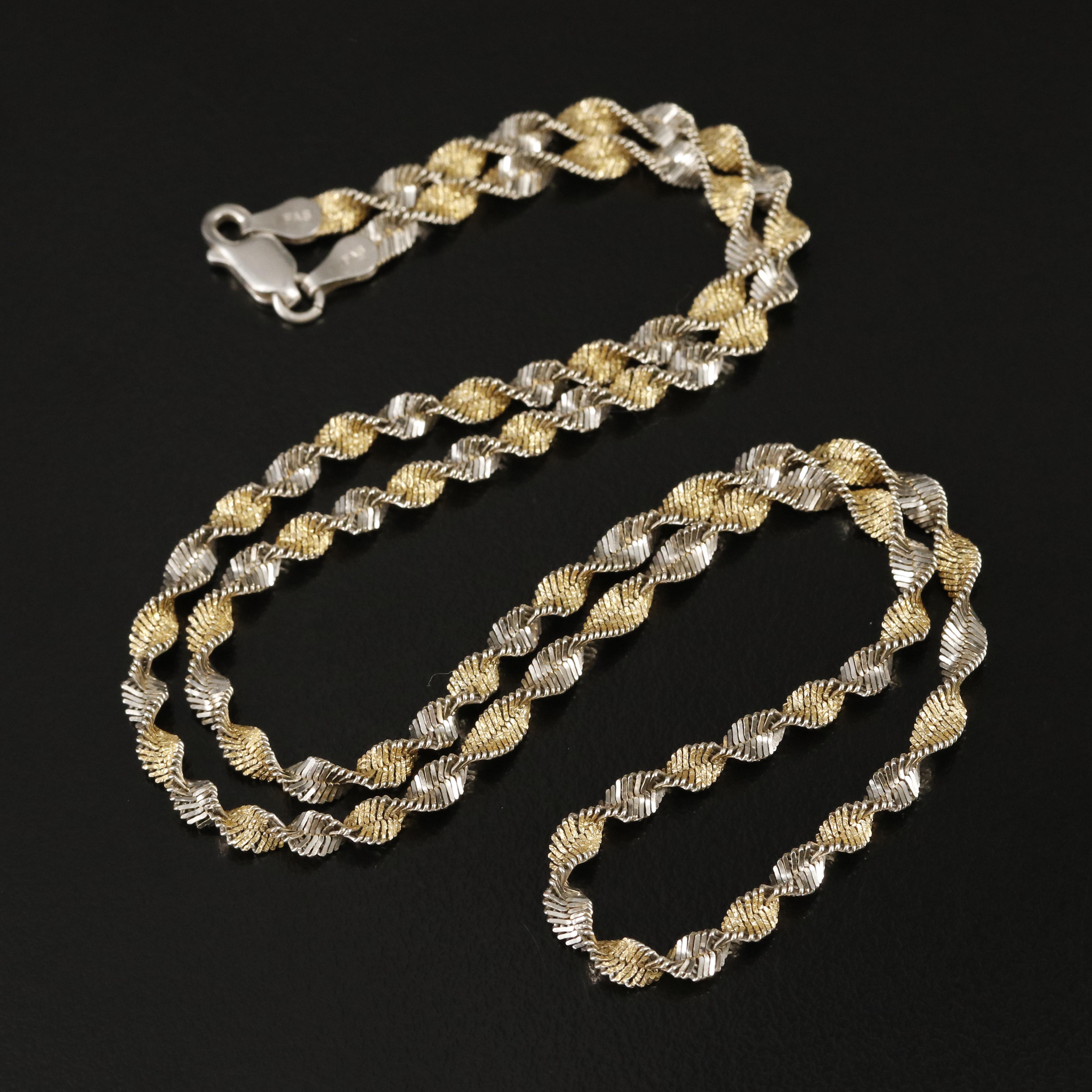 Sterling Twisted Herringbone Chain Necklace