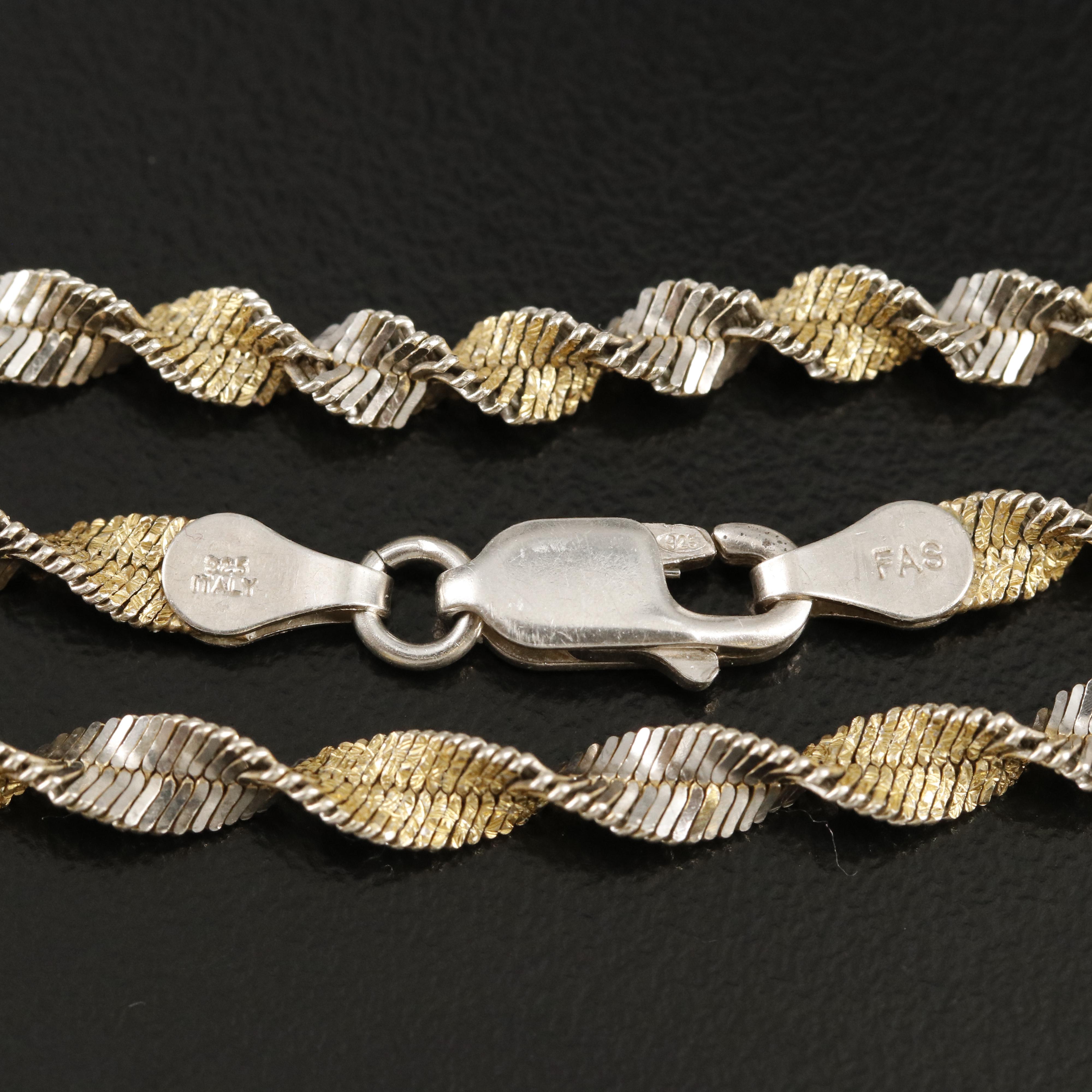 Sterling Twisted Herringbone Chain Necklace