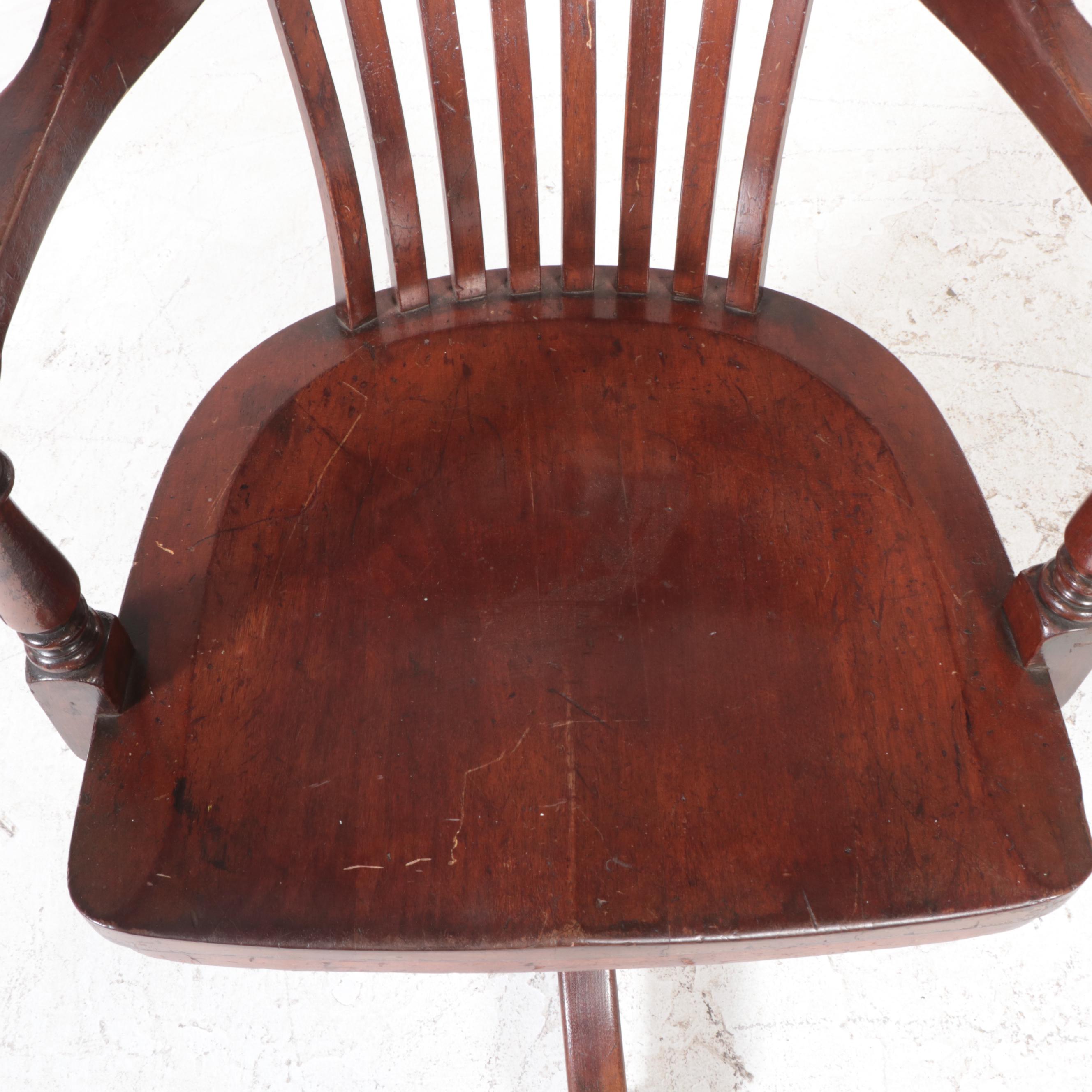 Amberg File & Index Co. Walnut Swivel-Tilt Desk Chair, Early 20th Century