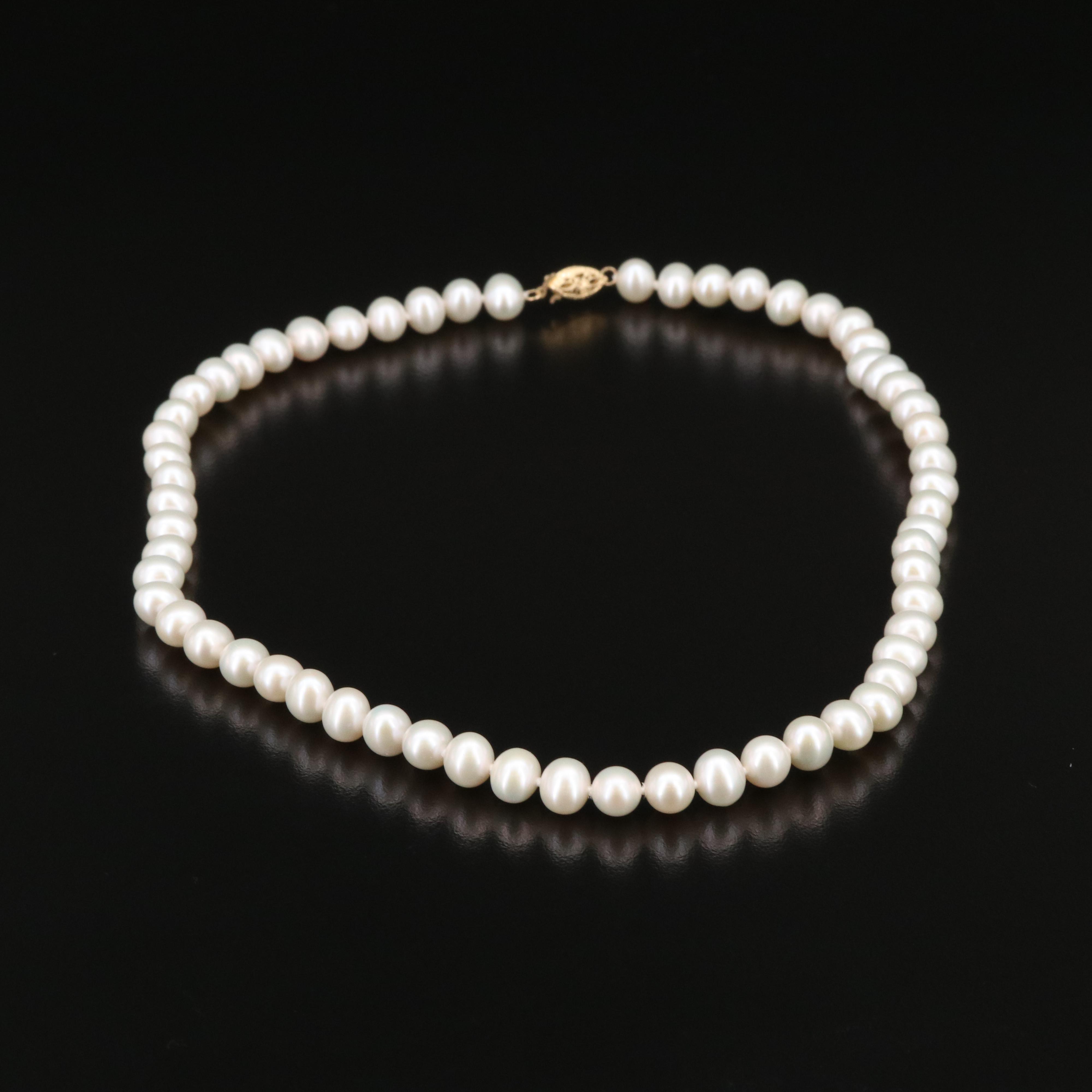Pearl Necklace with 14K Clasp
