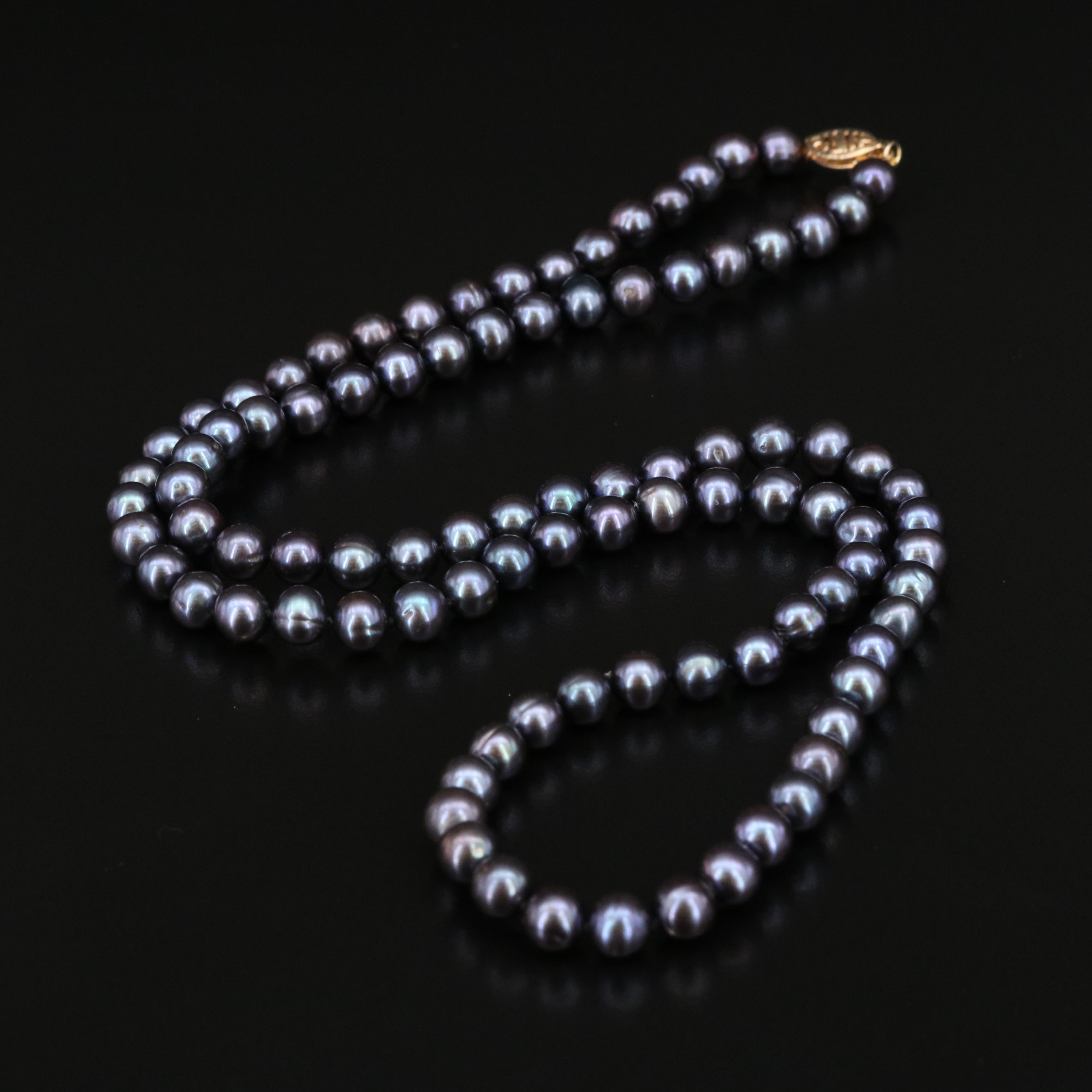Pearl Single Strand Necklace with 14K Clasp